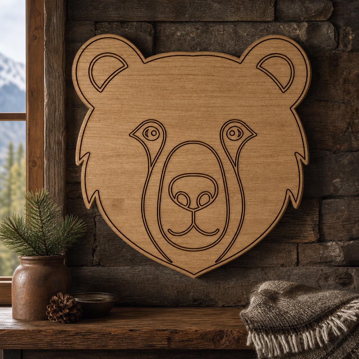 Bear Head Mountain Lodge Bear Wall Art Bundle SVG DXF Bundle, 4 CNC Cut Files for Laser, Router, Glowforge, Cricut image 2