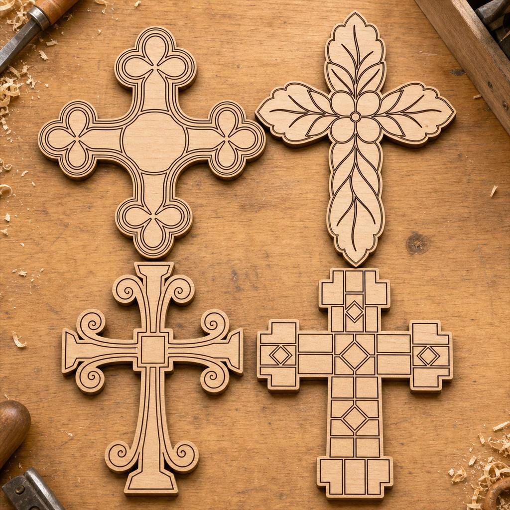Wall Cross SVG DXF Bundle, 4 CNC Laser Cut Files image 2