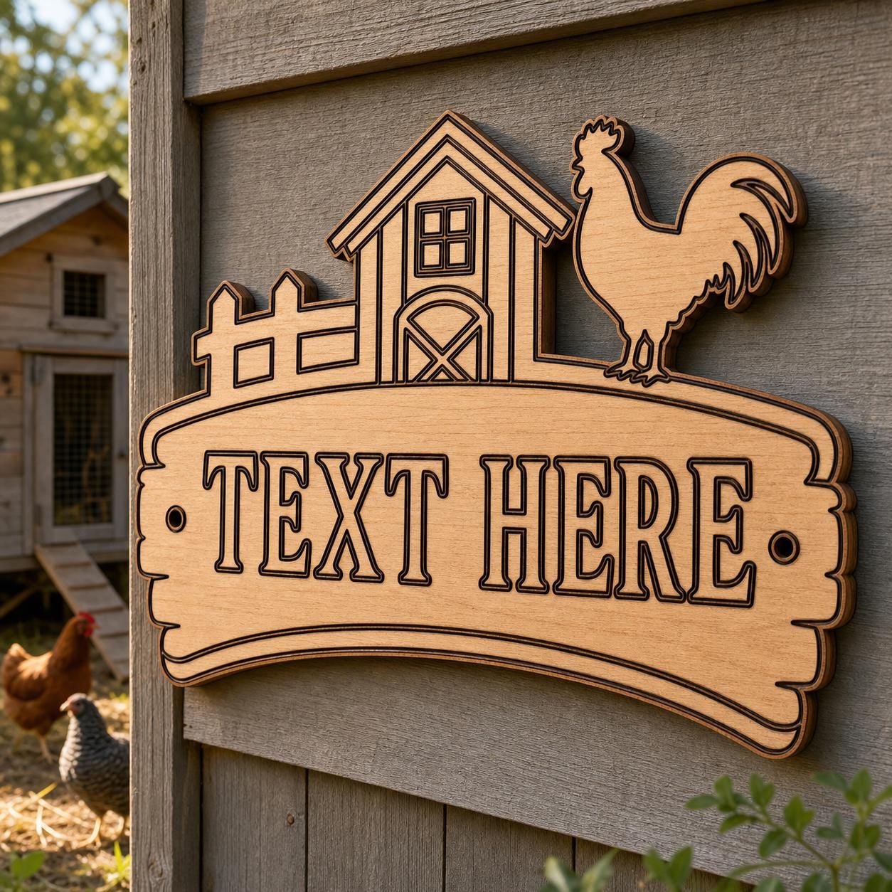 Chicken Coop Sign SVG DXF Bundle, 4 CNC Cut Files for Laser, Router, Glowforge, Cricut