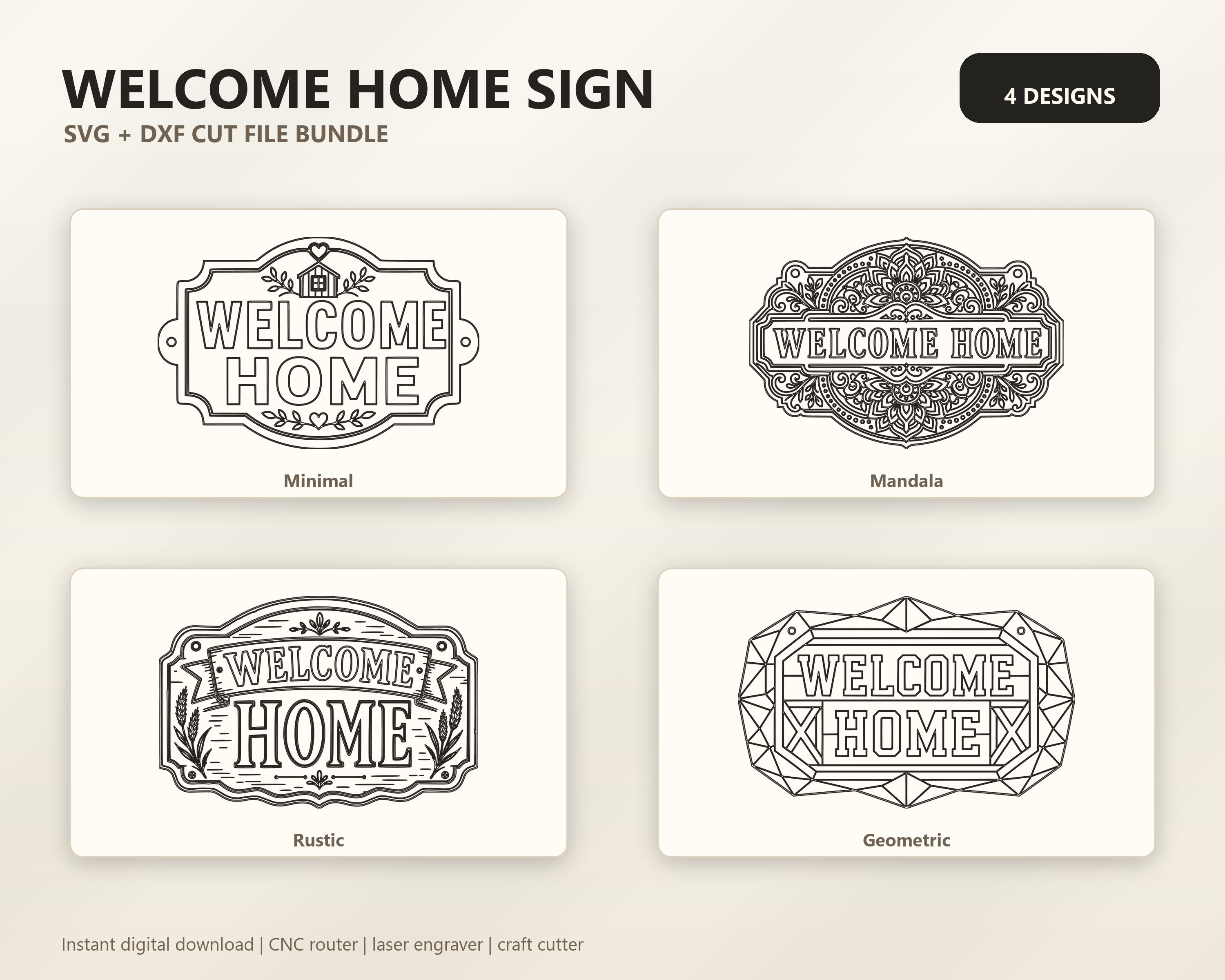 Welcome Home Sign Farmhouse Entryway Welcome Plaque Set SVG DXF Bundle, 4 CNC Cut Files for Laser, Router, Glowforge, Cricut image 6