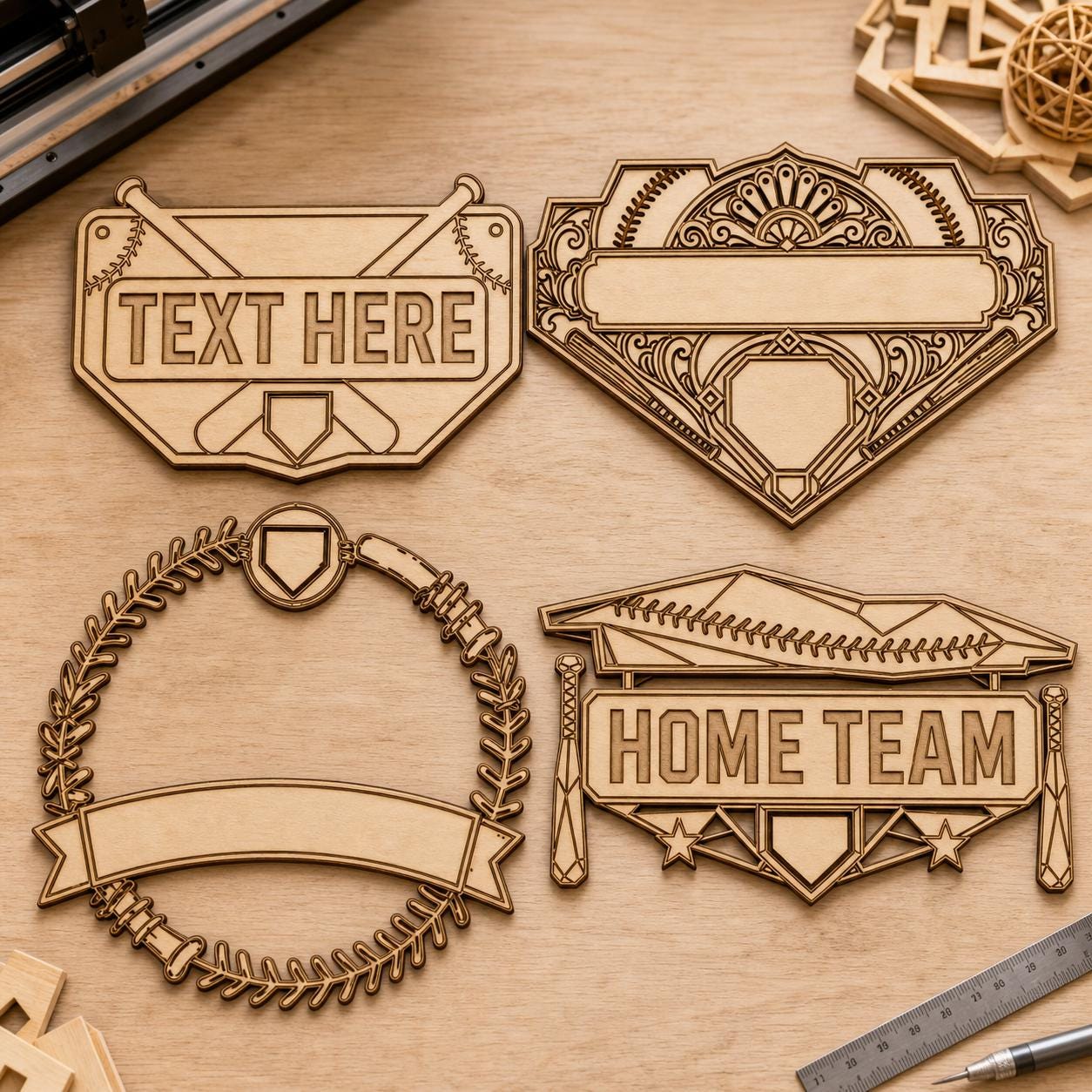 Baseball Frame Sign SVG DXF Bundle, 4 CNC Cut Files for Laser, Router, Glowforge, Cricut image 2