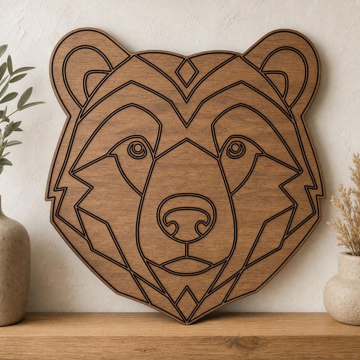 Bear Head Tribal Bear Head Outline Decor Set SVG DXF Bundle, 4 CNC Cut Files for Laser, Router, Glowforge, Cricut image 3
