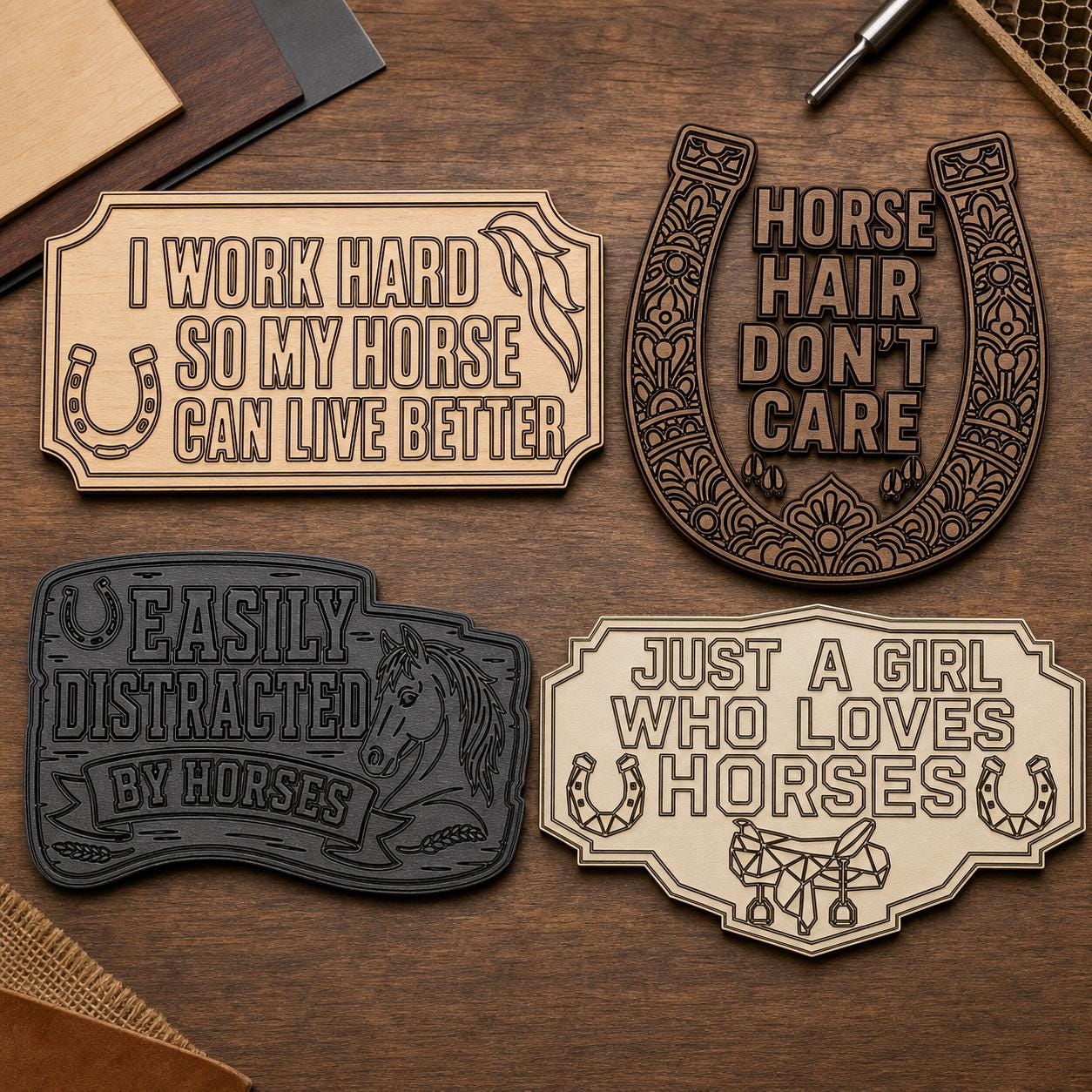 Funny Horse Quote Sign SVG DXF Bundle, 4 CNC Cut Files for Laser, Router, Glowforge, Cricut image 6