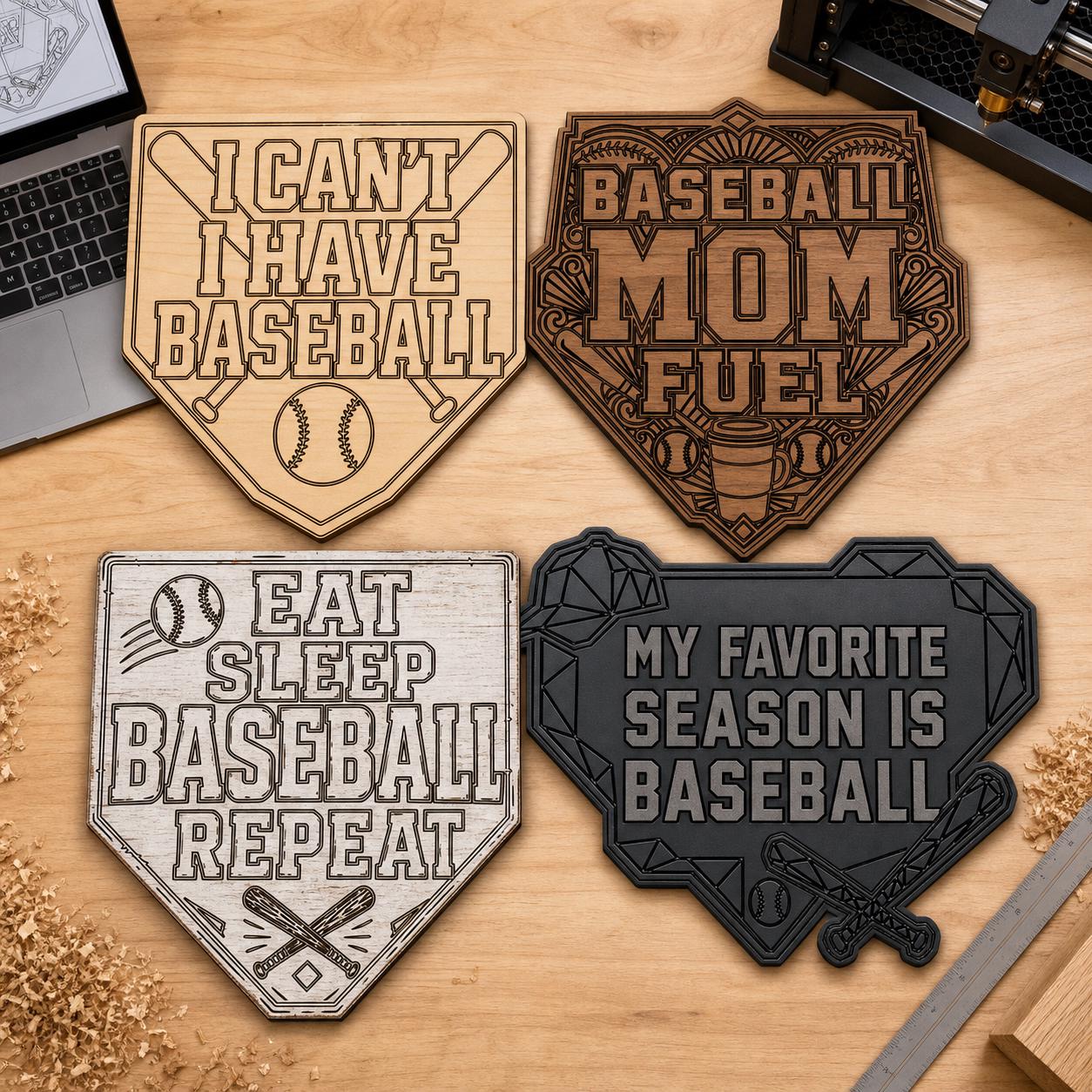 Funny Baseball Quote Sign SVG DXF Bundle, 4 CNC Cut Files for Laser, Router, Glowforge, Cricut image 2