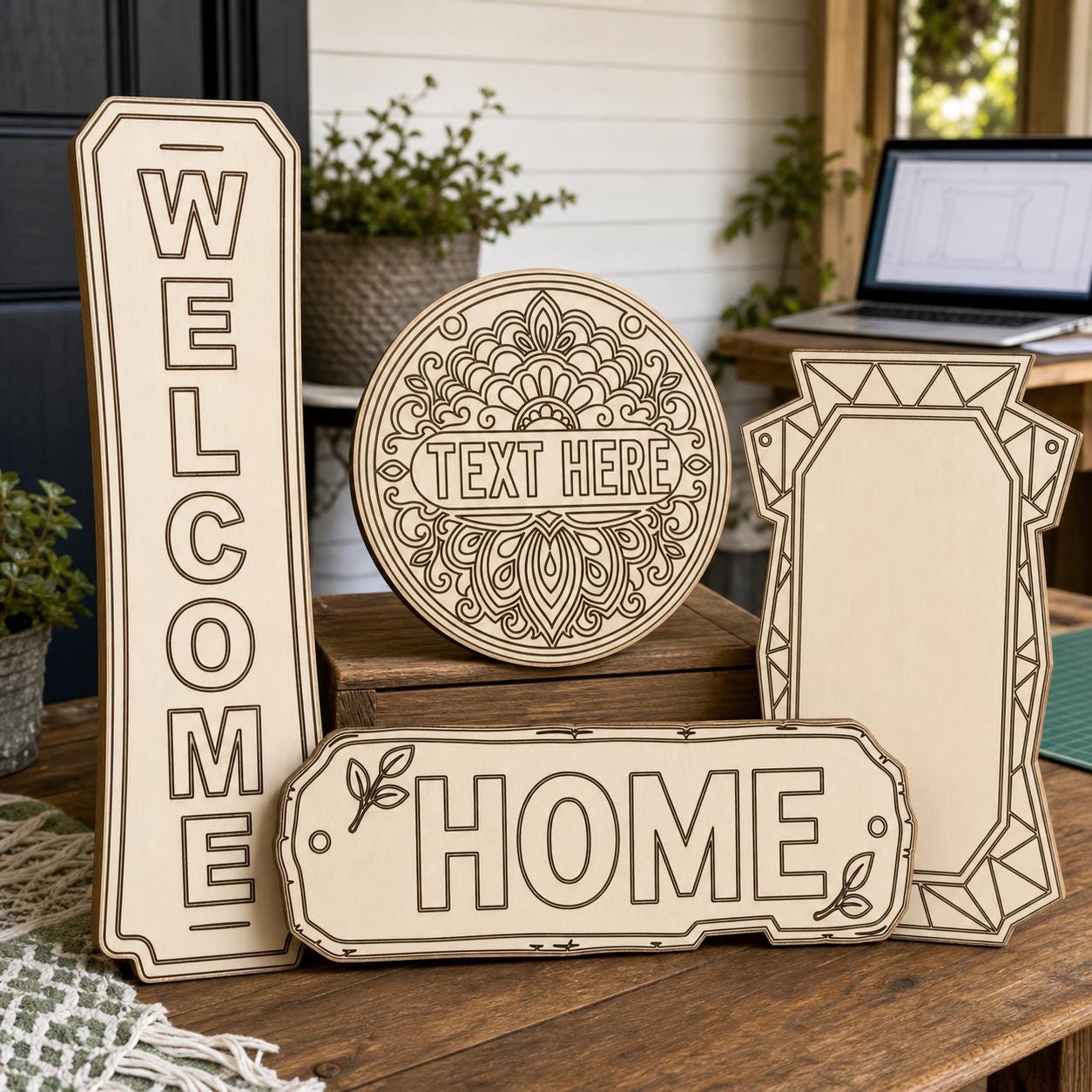 Front Porch Sign SVG DXF Bundle, 4 CNC Cut Files for Laser, Router, Glowforge, Cricut image 2
