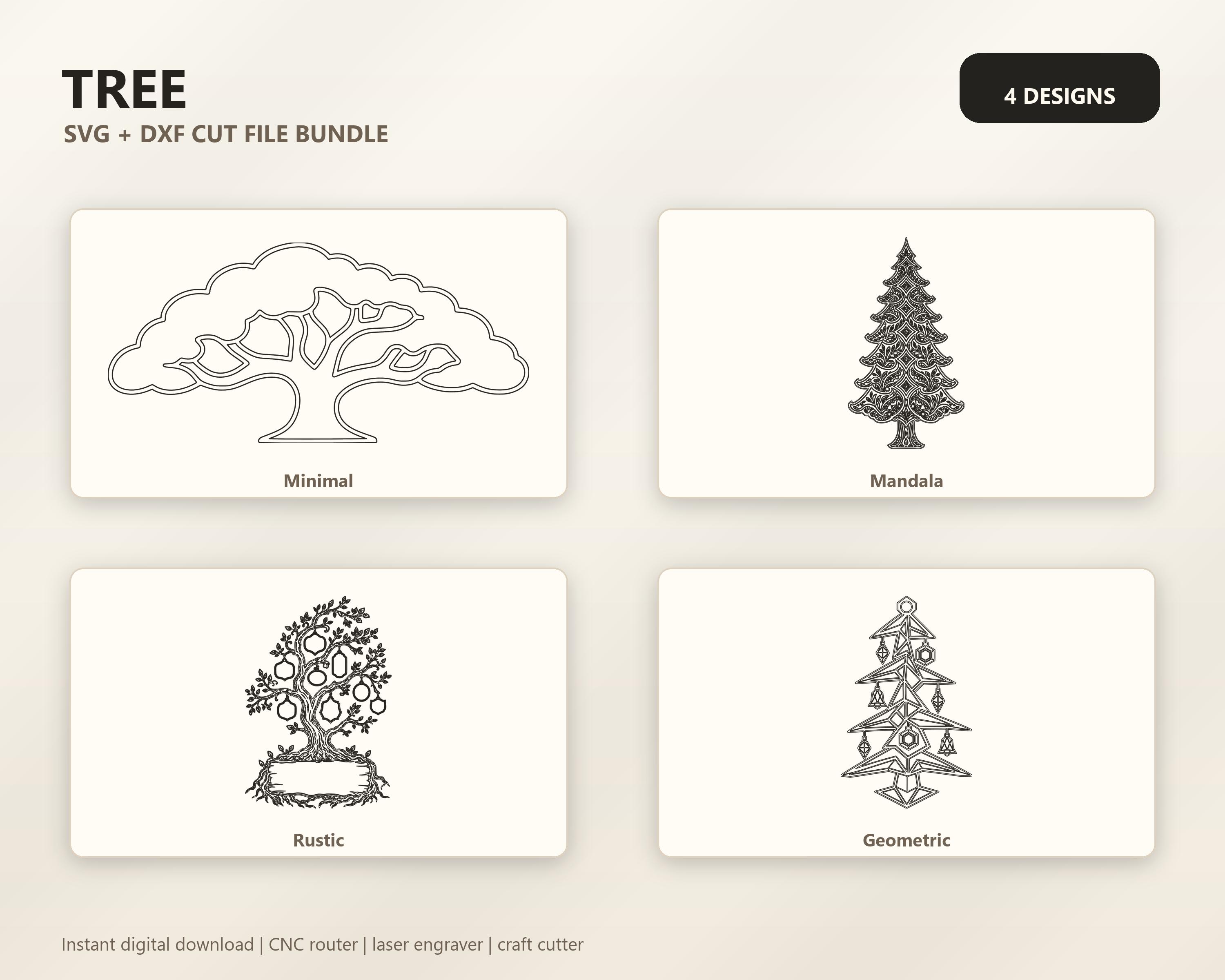 Tree SVG DXF Bundle, CNC Router and Laser Cut Wood Wall Decor Files image 3