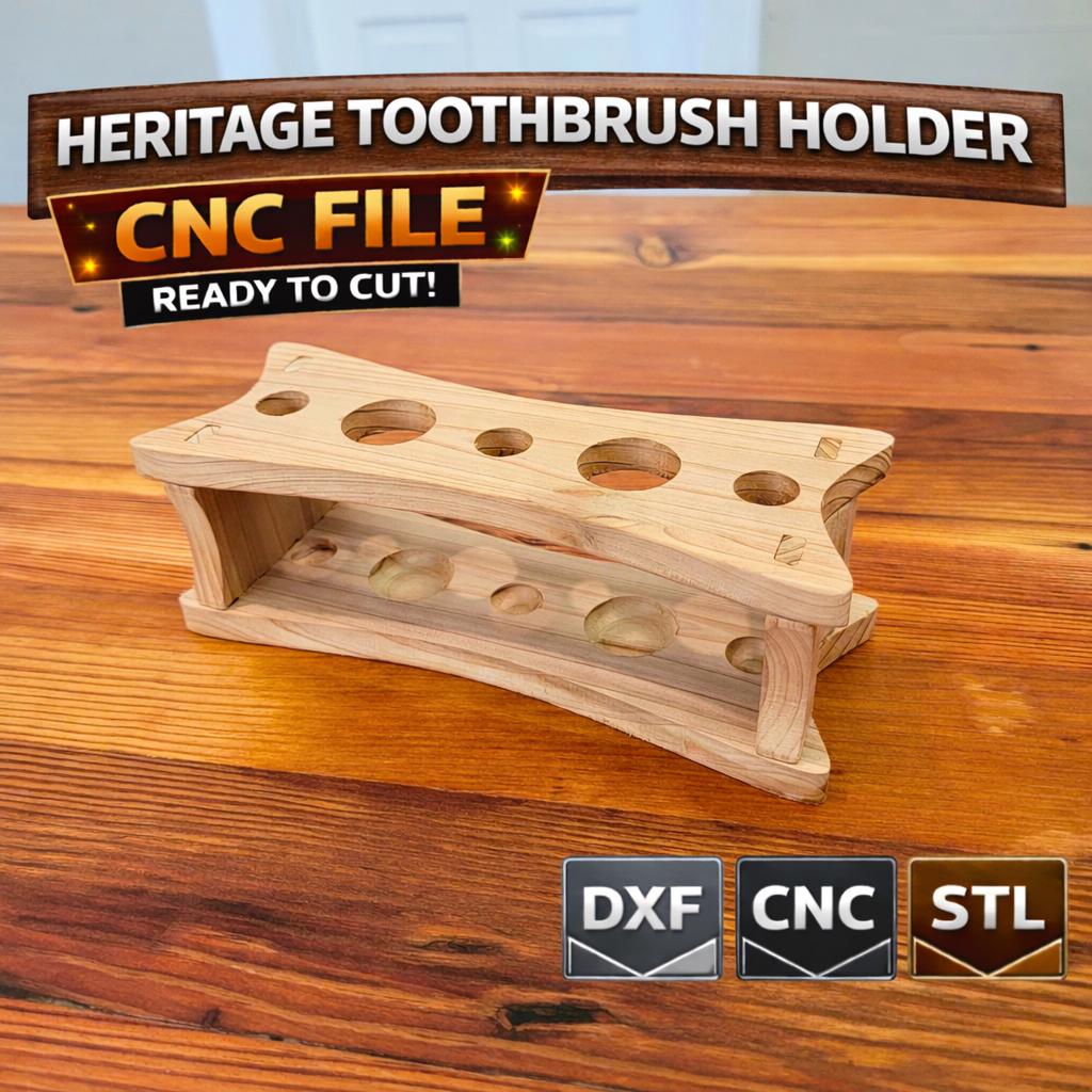 Heritage Toothbrush Holder CNC Files, Classic Farmhouse Design, DXF and STL Digital Download