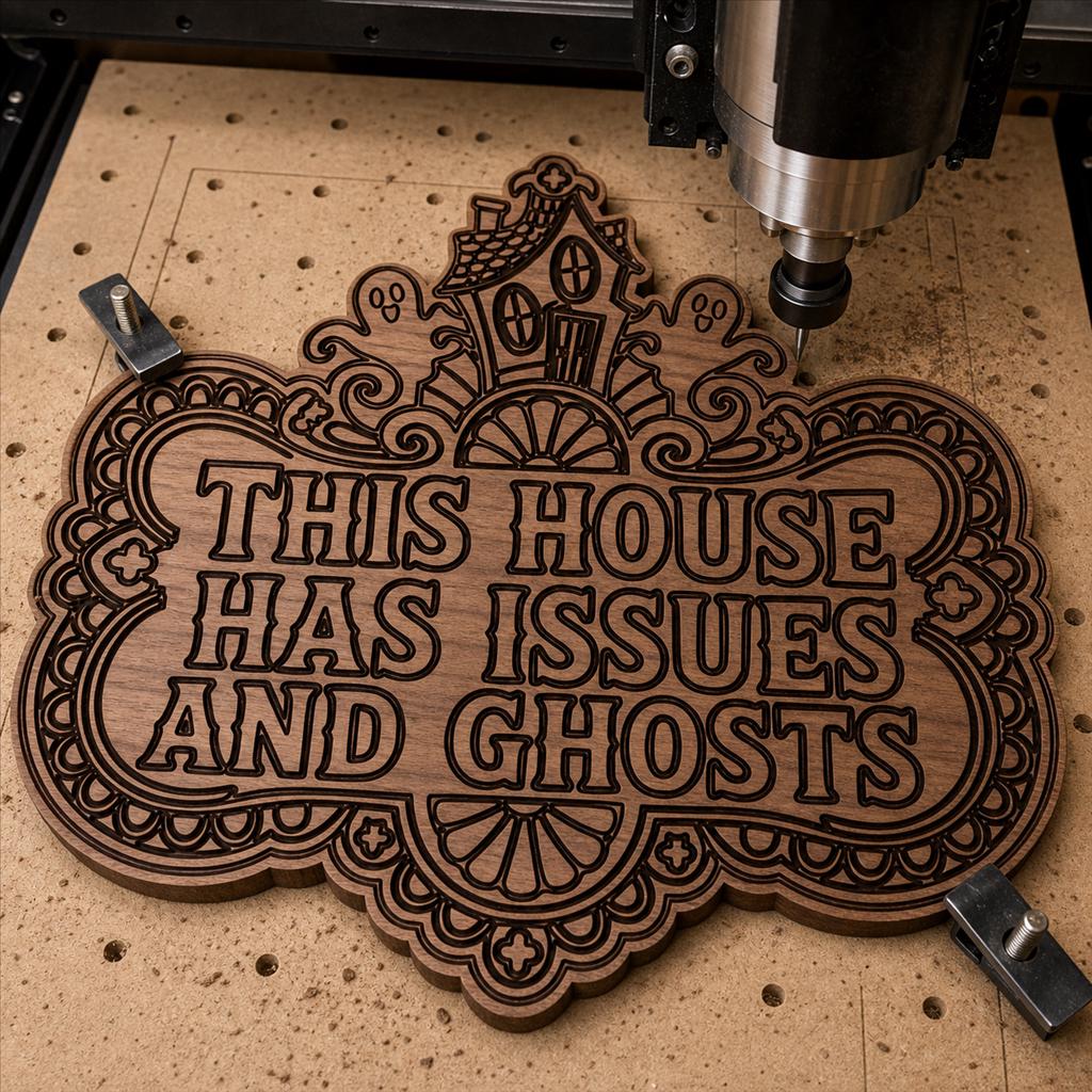 Funny Haunted Sign SVG DXF Bundle, 4 CNC Laser Cut Files image 4