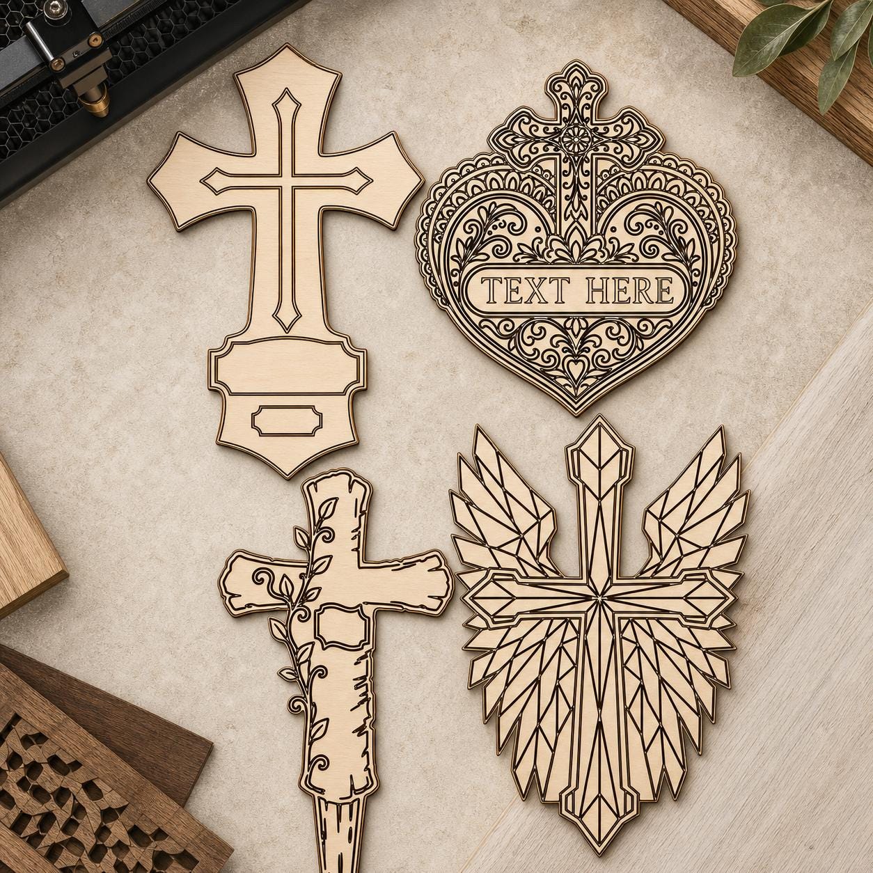 Memorial Cross SVG DXF Bundle, 4 CNC Cut Files for Laser, Router, Glowforge, Cricut image 3