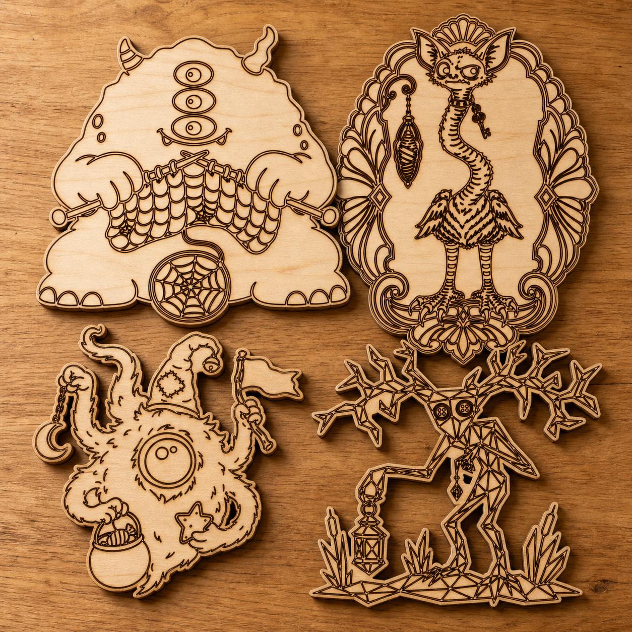 Strange Monster Portrait SVG DXF Bundle, 4 CNC Laser Cut Files image 2