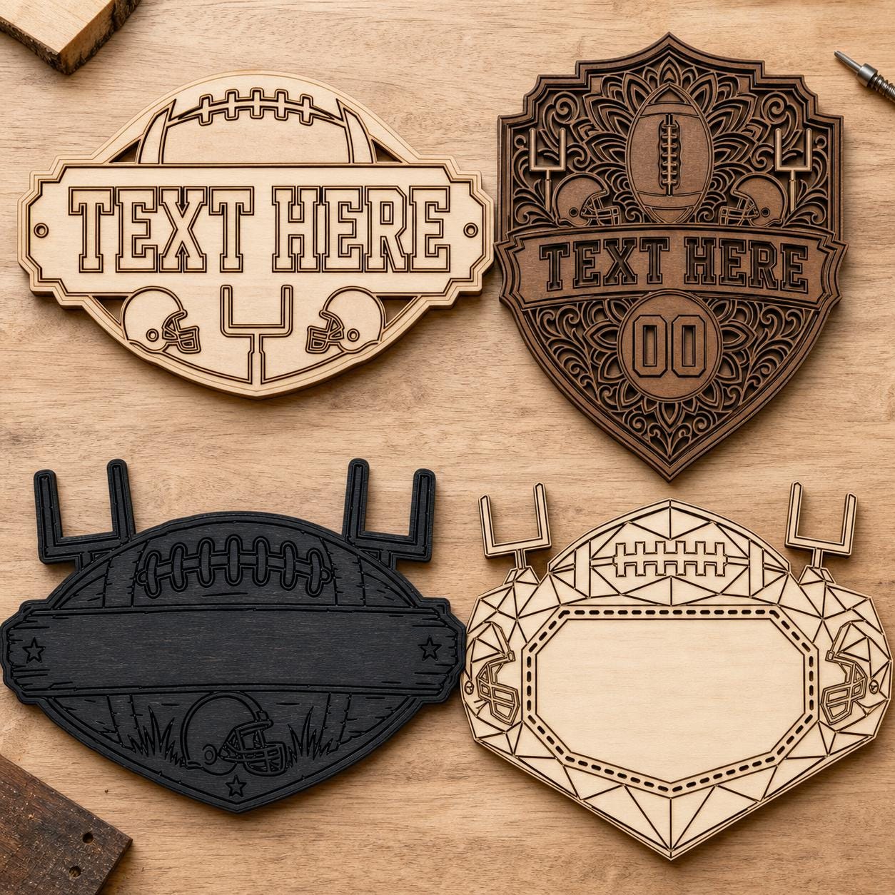 Football Frame Sign SVG DXF Bundle, 4 CNC Cut Files for Laser, Router, Glowforge, Cricut image 2