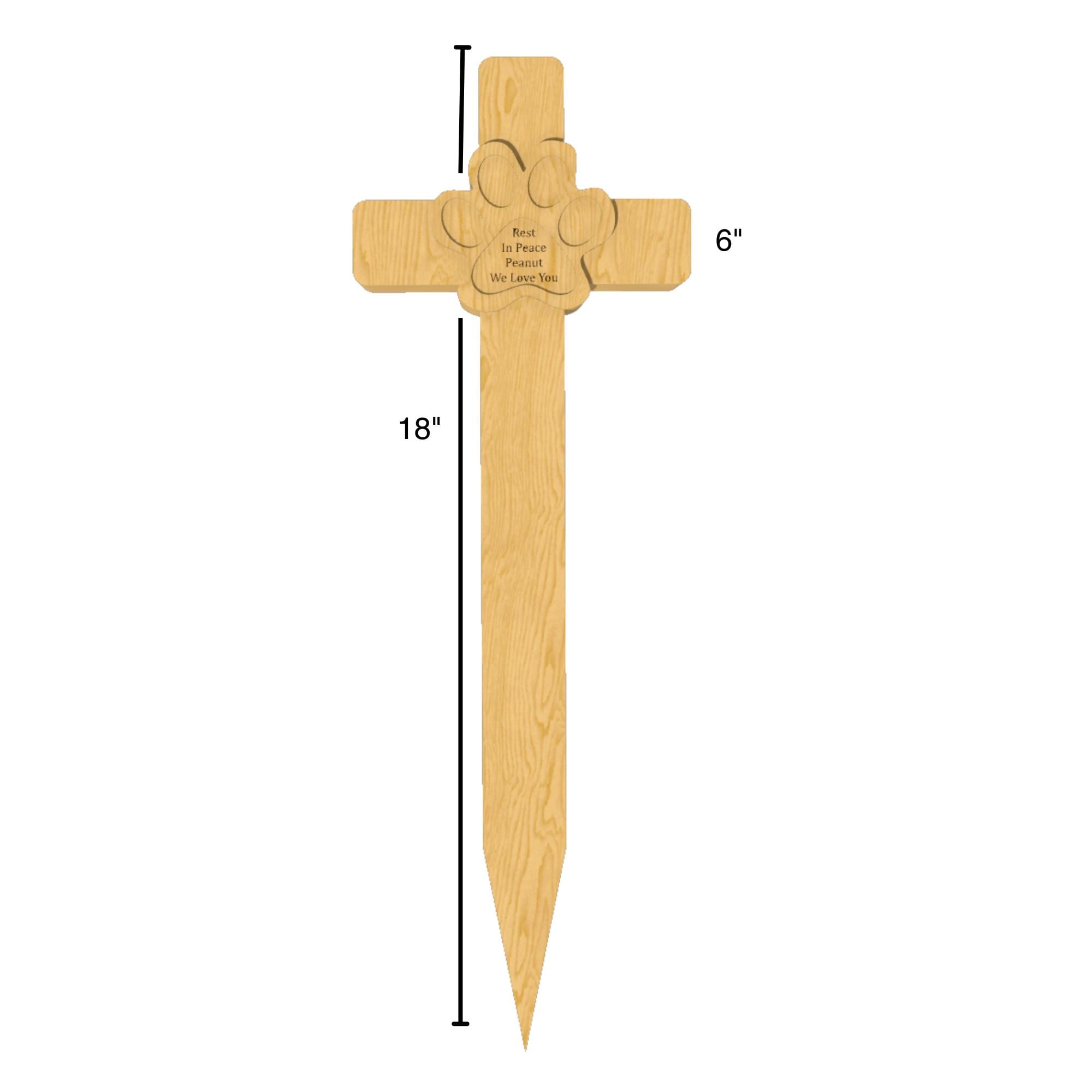 Memorial Pet Cross CNC Files, Paw Print and Custom Text, DXF and STL Digital Download image 6