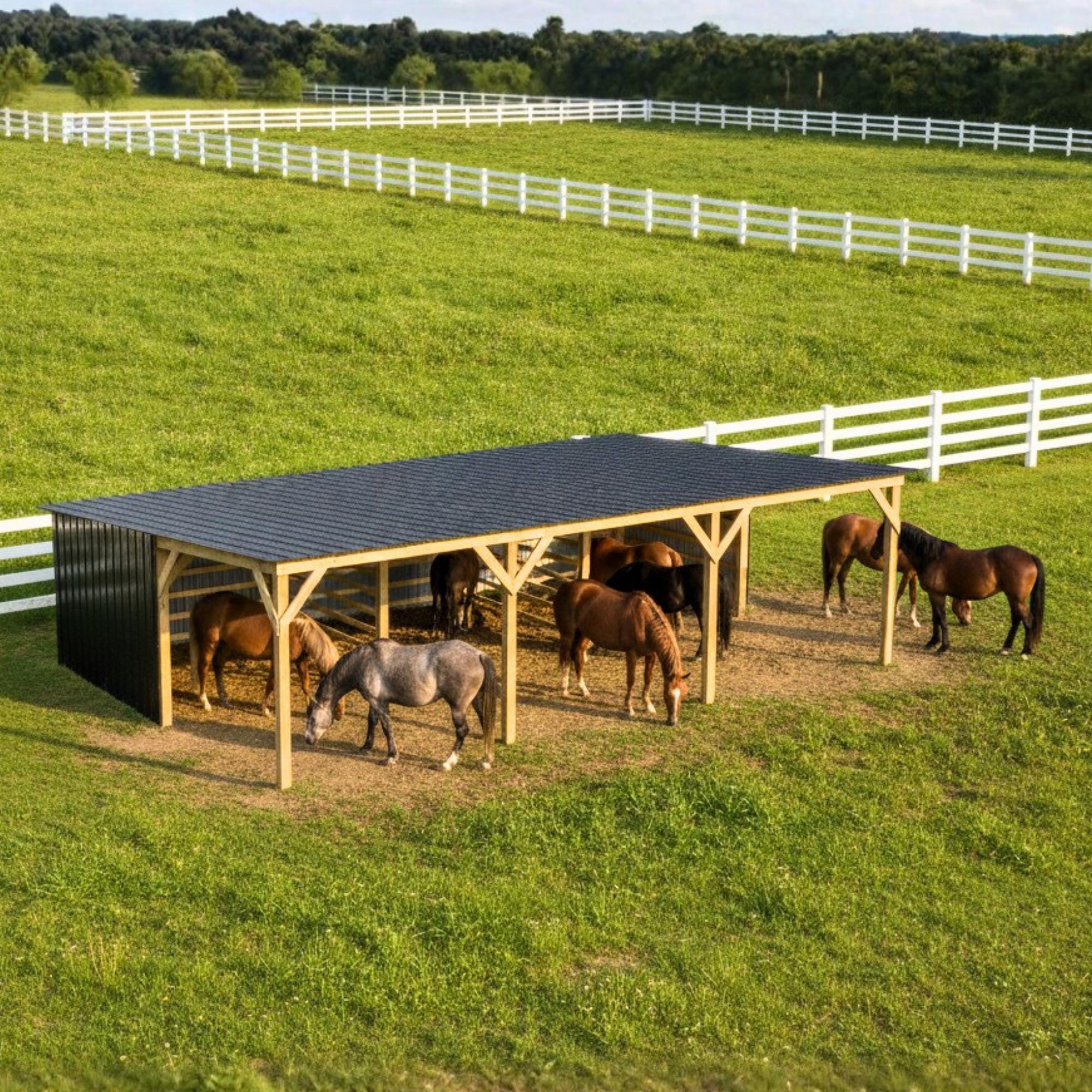 36x24x10 Pole Barn Plans PDF, 3-Stall Horse Shelter & Carport Blueprint, DIY Farm Building image 5