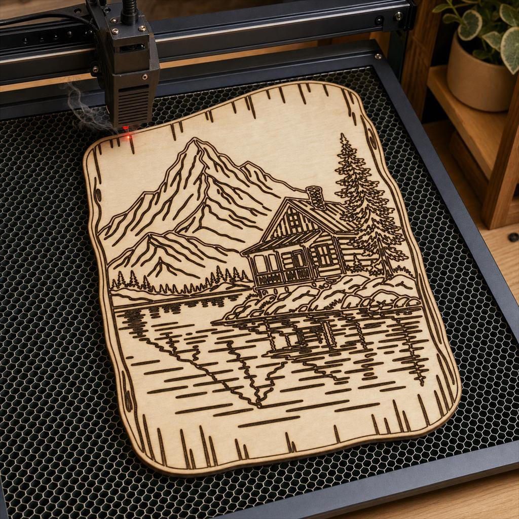 Mountain Scene SVG DXF Bundle, 4 CNC Cut Files for Laser, Router, Glowforge, Cricut image 3