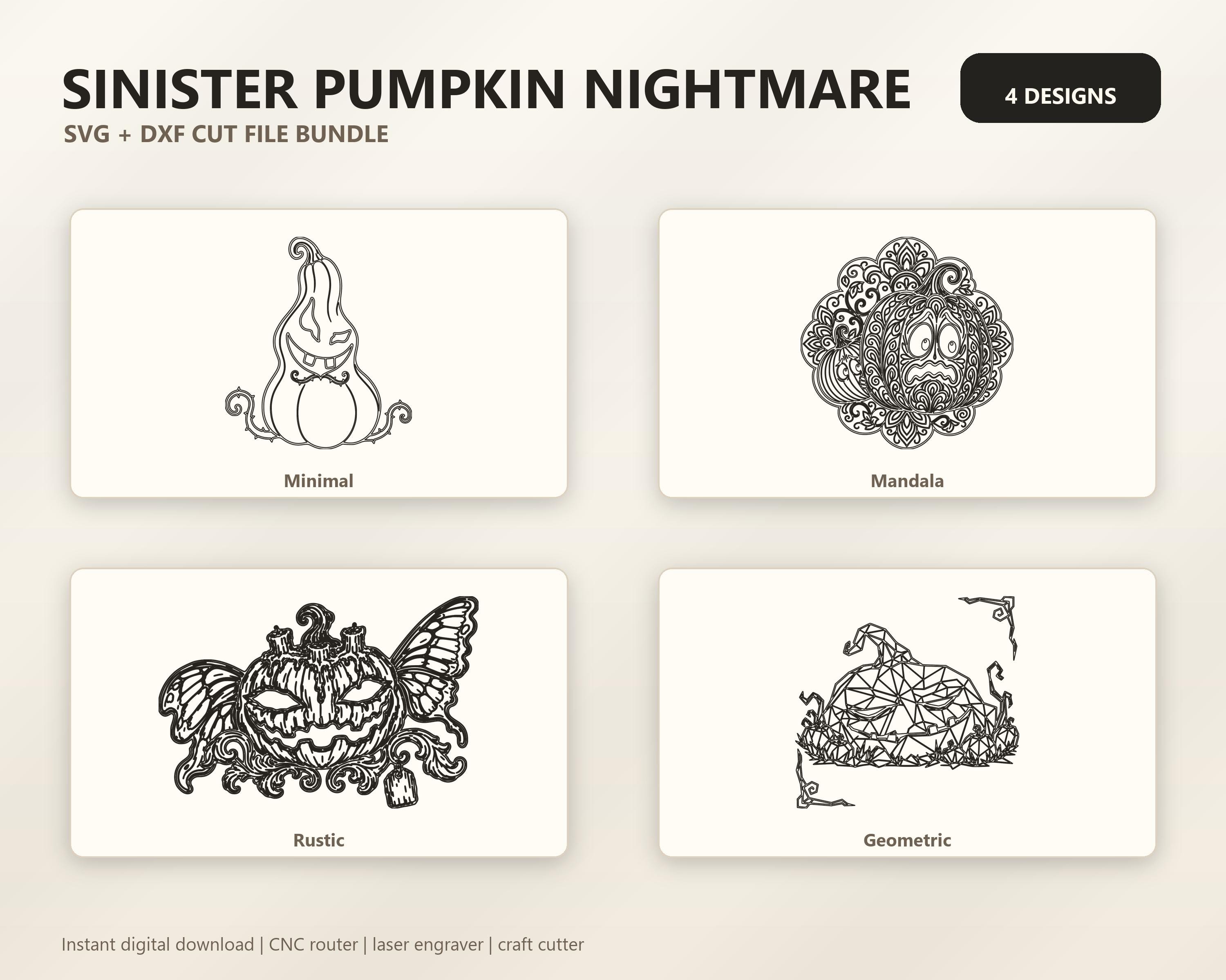 Sinister Pumpkin Nightmare SVG DXF Bundle, 4 CNC Laser Cut Files image 6