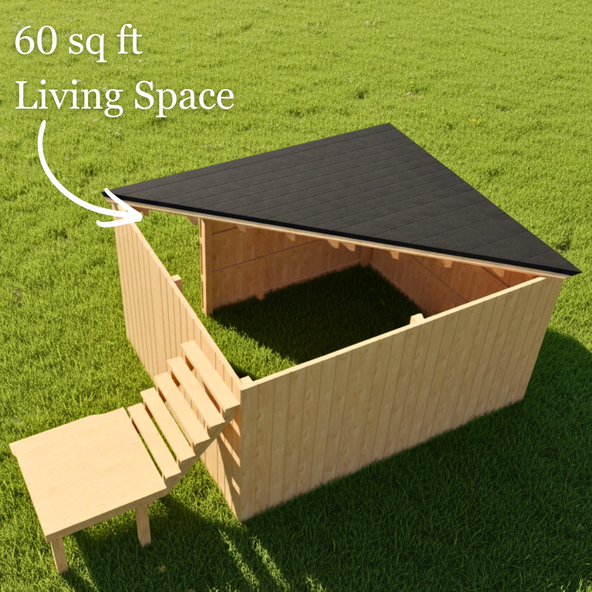 Goat Shelter Plans 12x5x7 PDF, Backyard Farm Build Guide with Stairs and 3D STL Model Digital Download image 8