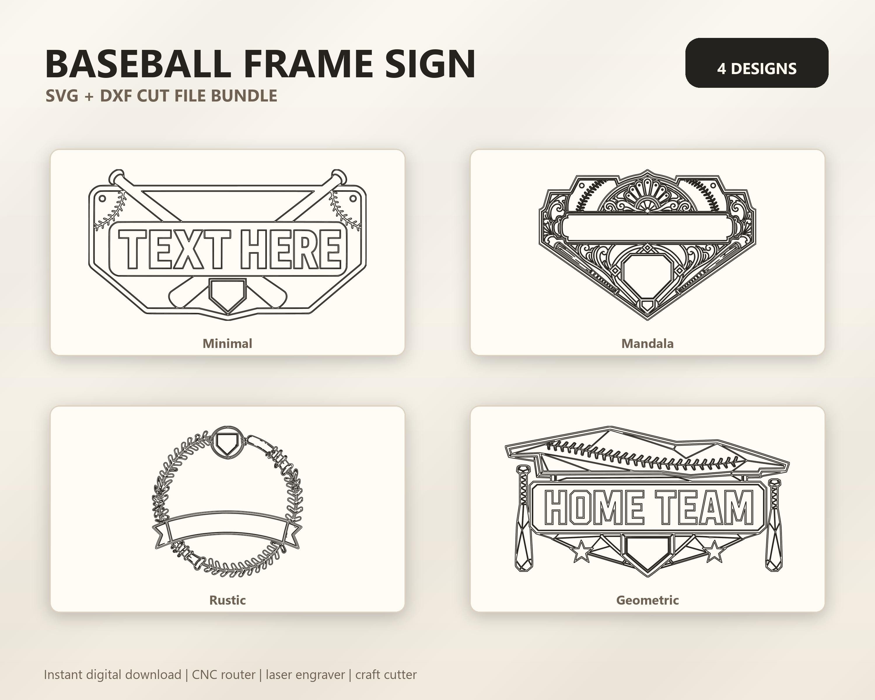 Baseball Frame Sign SVG DXF Bundle, 4 CNC Cut Files for Laser, Router, Glowforge, Cricut image 6