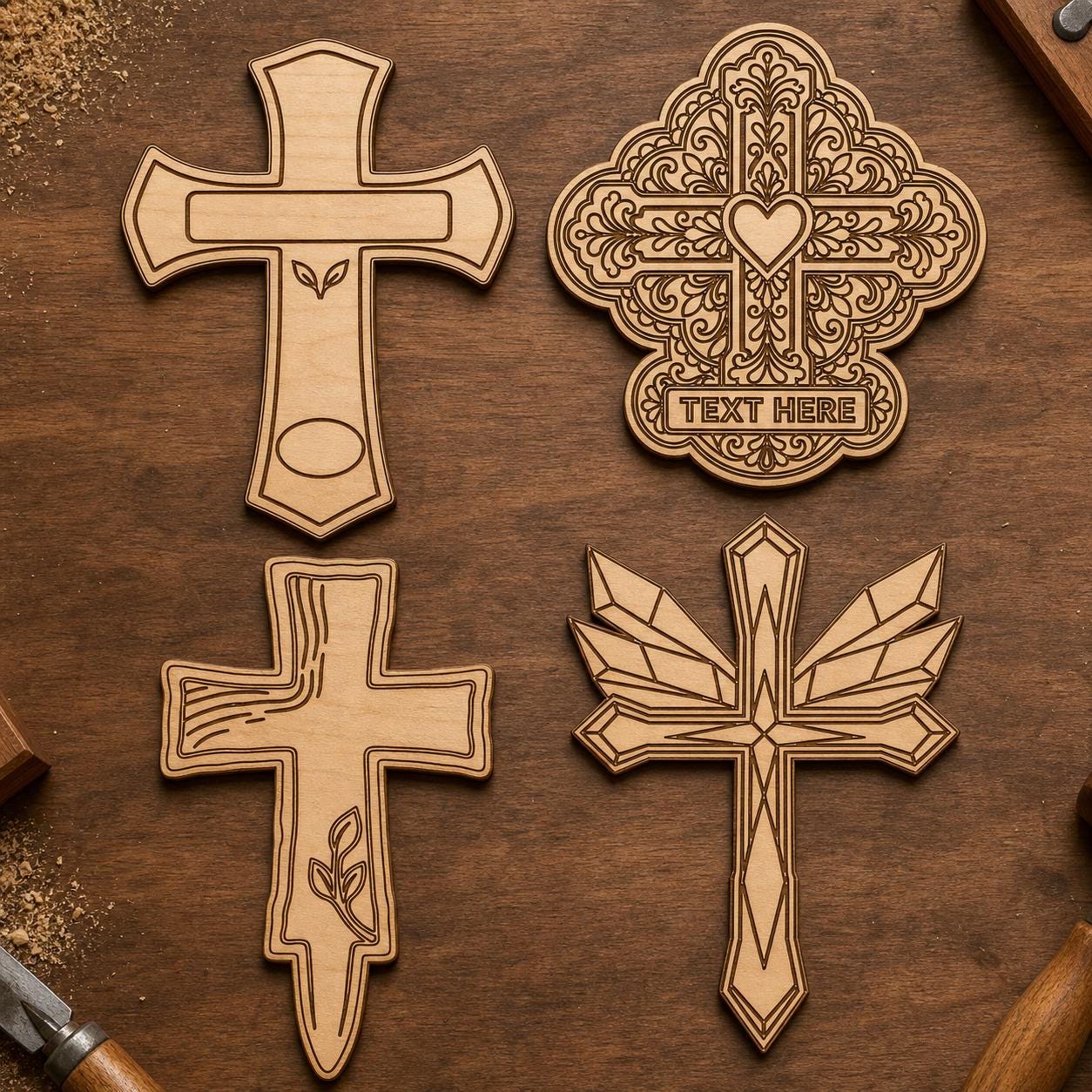 Memorial Cross SVG DXF Bundle, 4 CNC Laser Cut Files image 2
