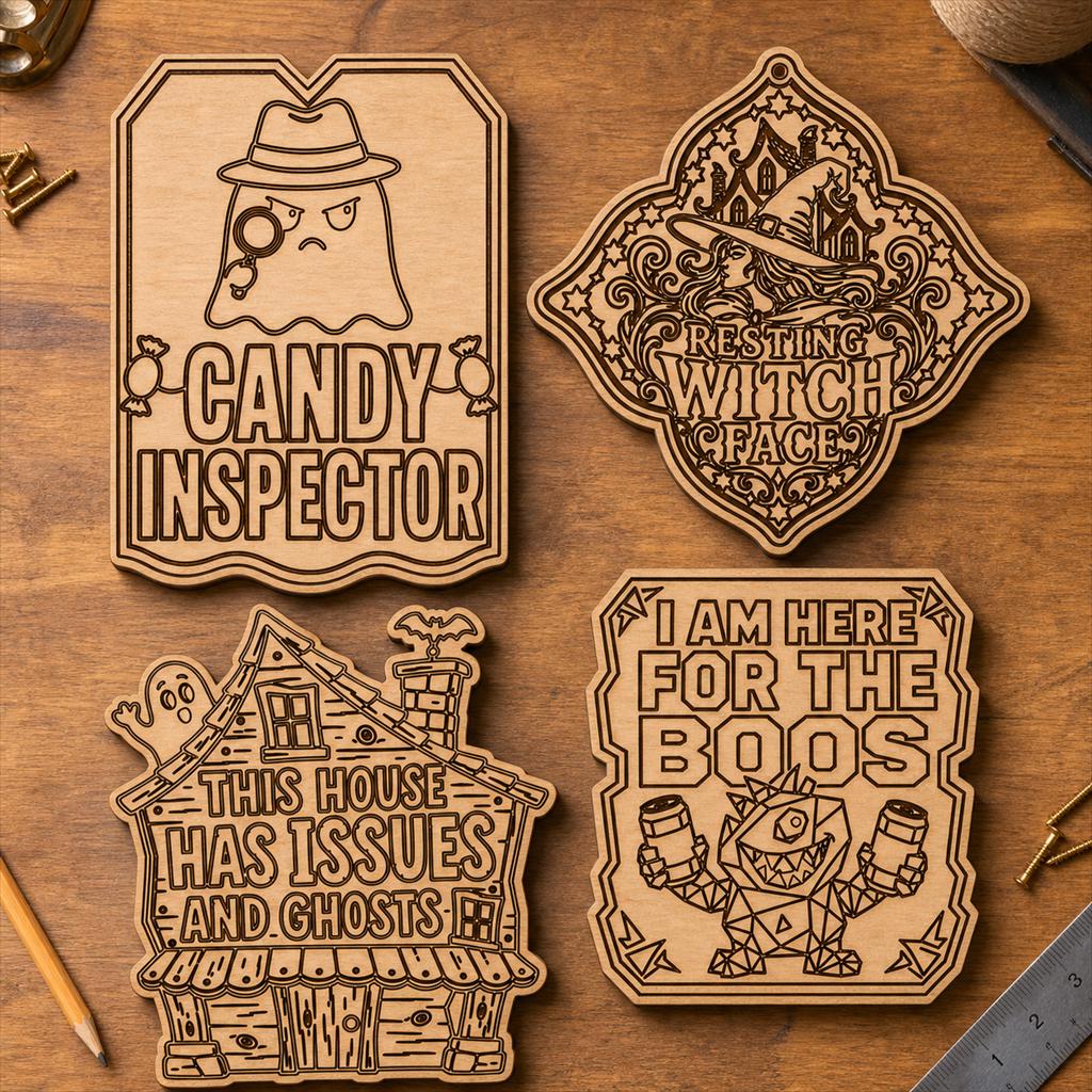 Funny Haunted Sign SVG DXF Bundle, 4 CNC Laser Cut Files image 2
