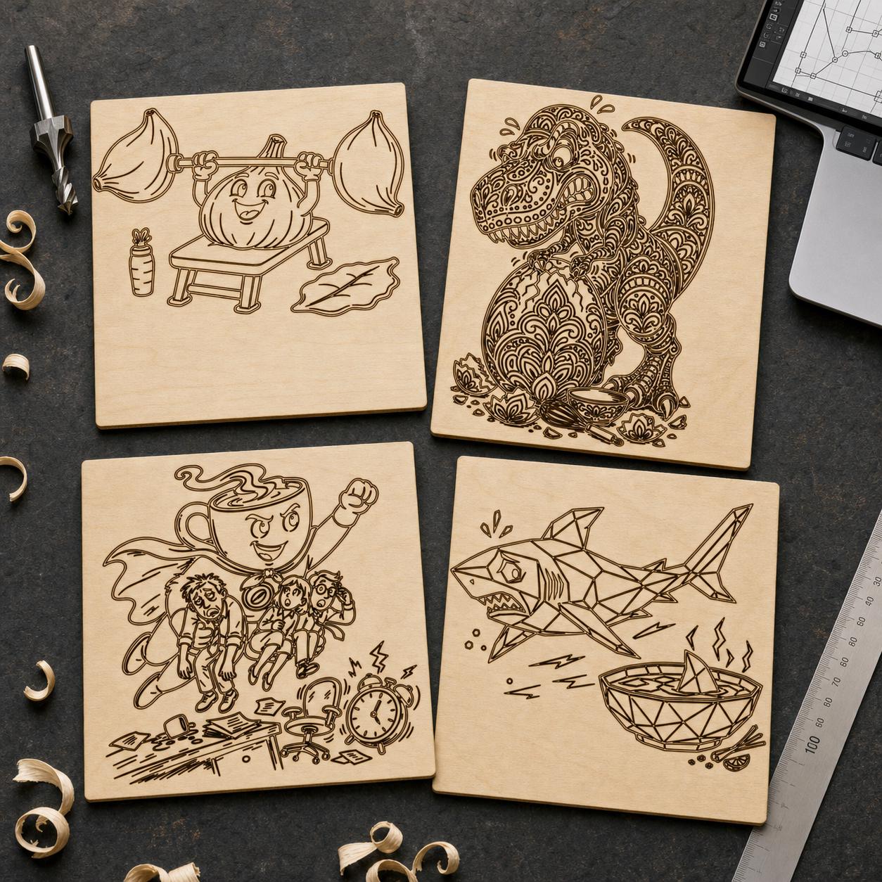 Absurd Food Scene SVG & DXF Bundle | 4 CNC & Laser Cut Files image 2