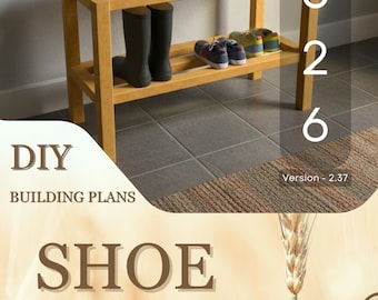 Moderne schoenenbank houtbewerkingsplannen met 3D STL-model - eenvoudig 3 x 2 x 1 schoenenrek