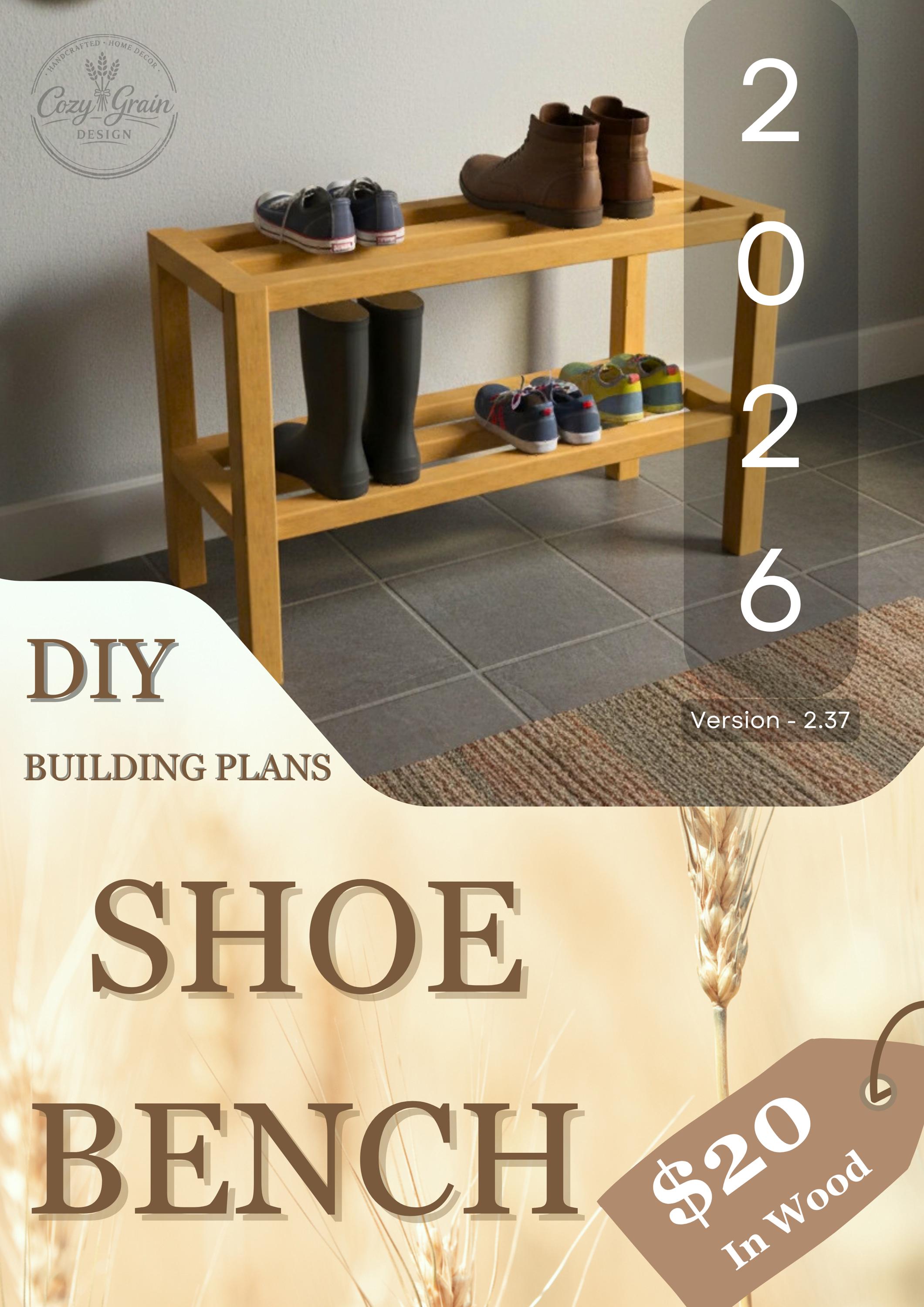 Shoe Bench Plans 3x2x1, Modern Entryway Storage with 3D STL Model, DIY Beginner PDF Digital Download image 2