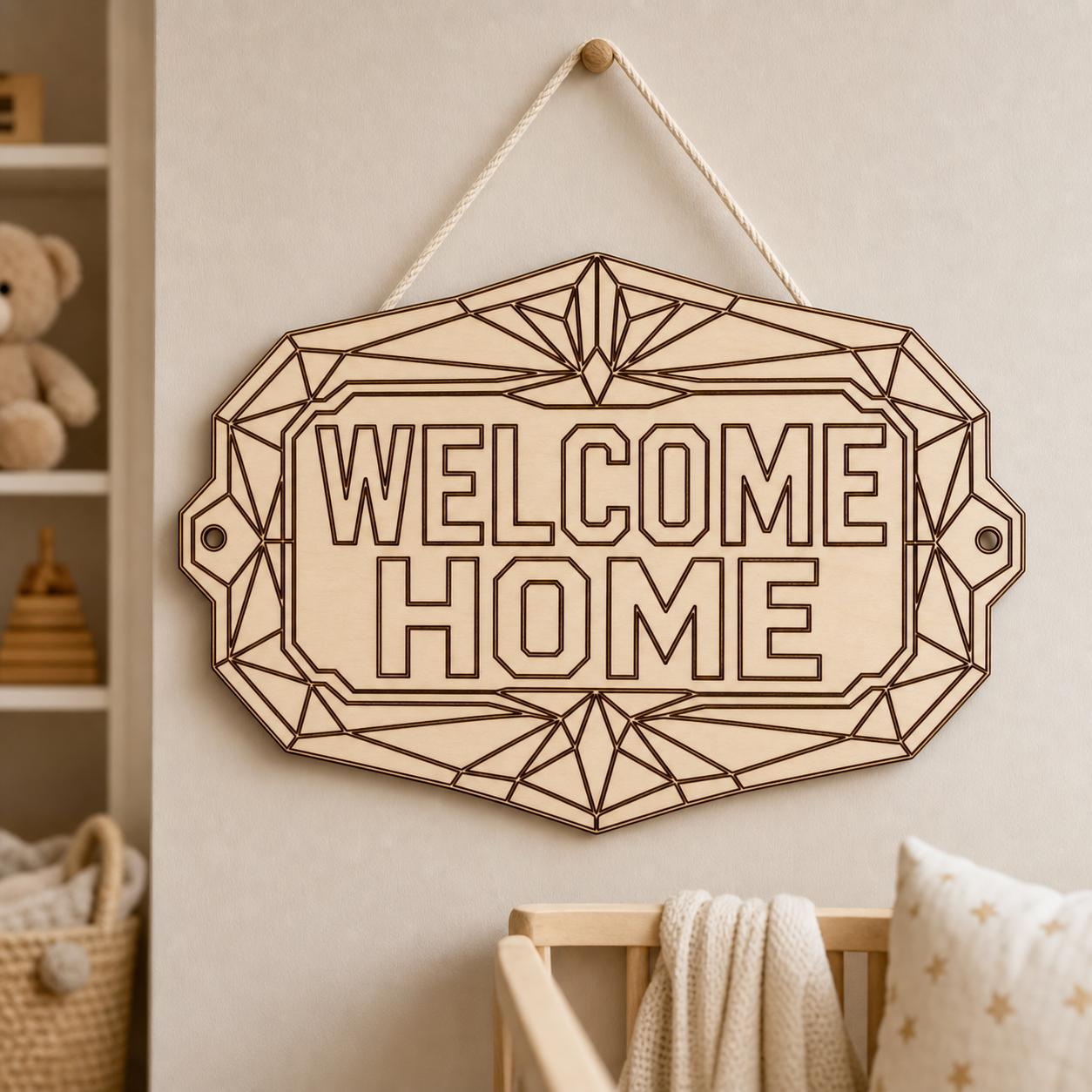 Welcome Home Sign Nursery and Kids Room Digital Design Set SVG DXF Bundle, 4 CNC Cut Files for Laser, Router, Glowforge, Cricut image 5