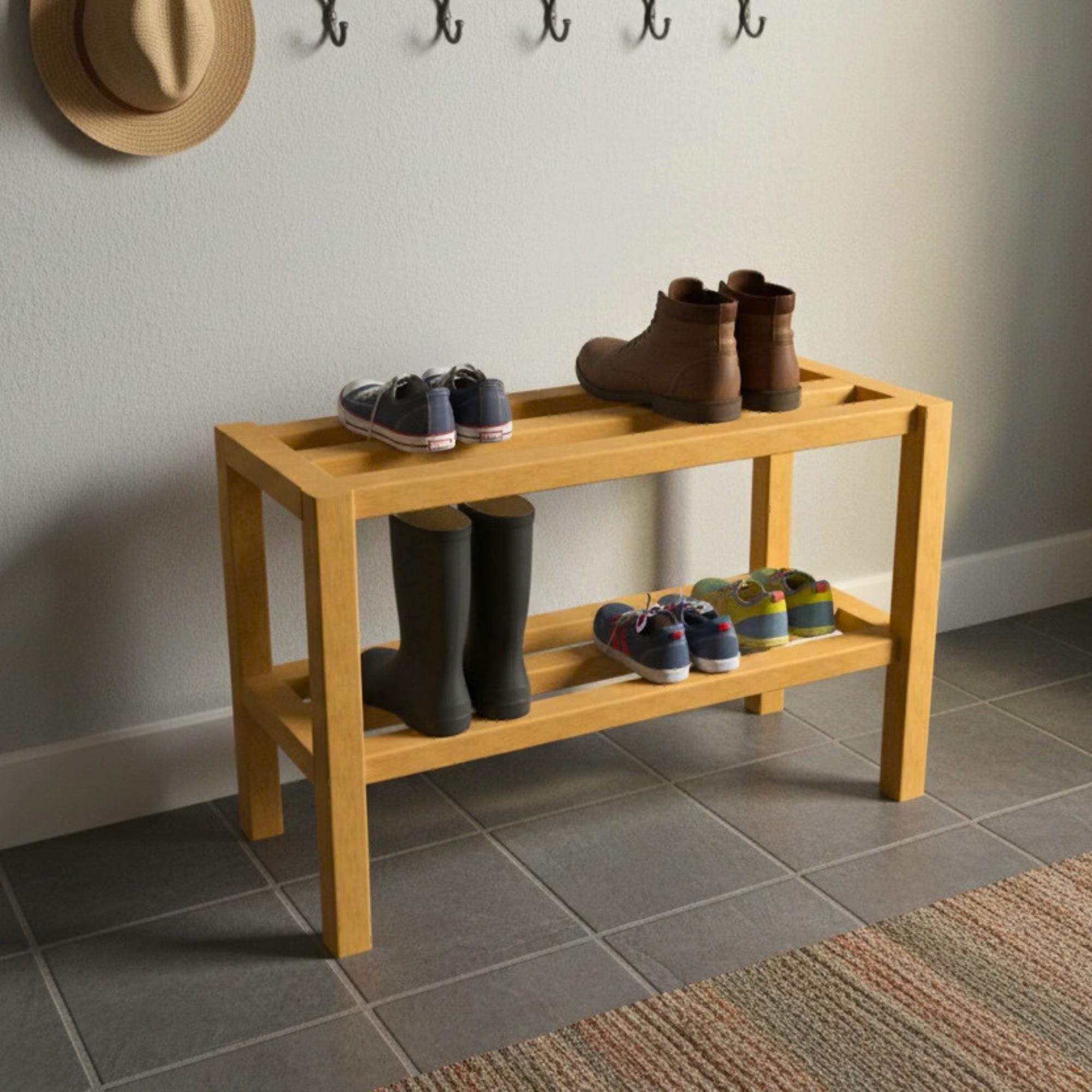 Shoe Bench Plans 3x2x1, Modern Entryway Storage with 3D STL Model, DIY Beginner PDF Digital Download