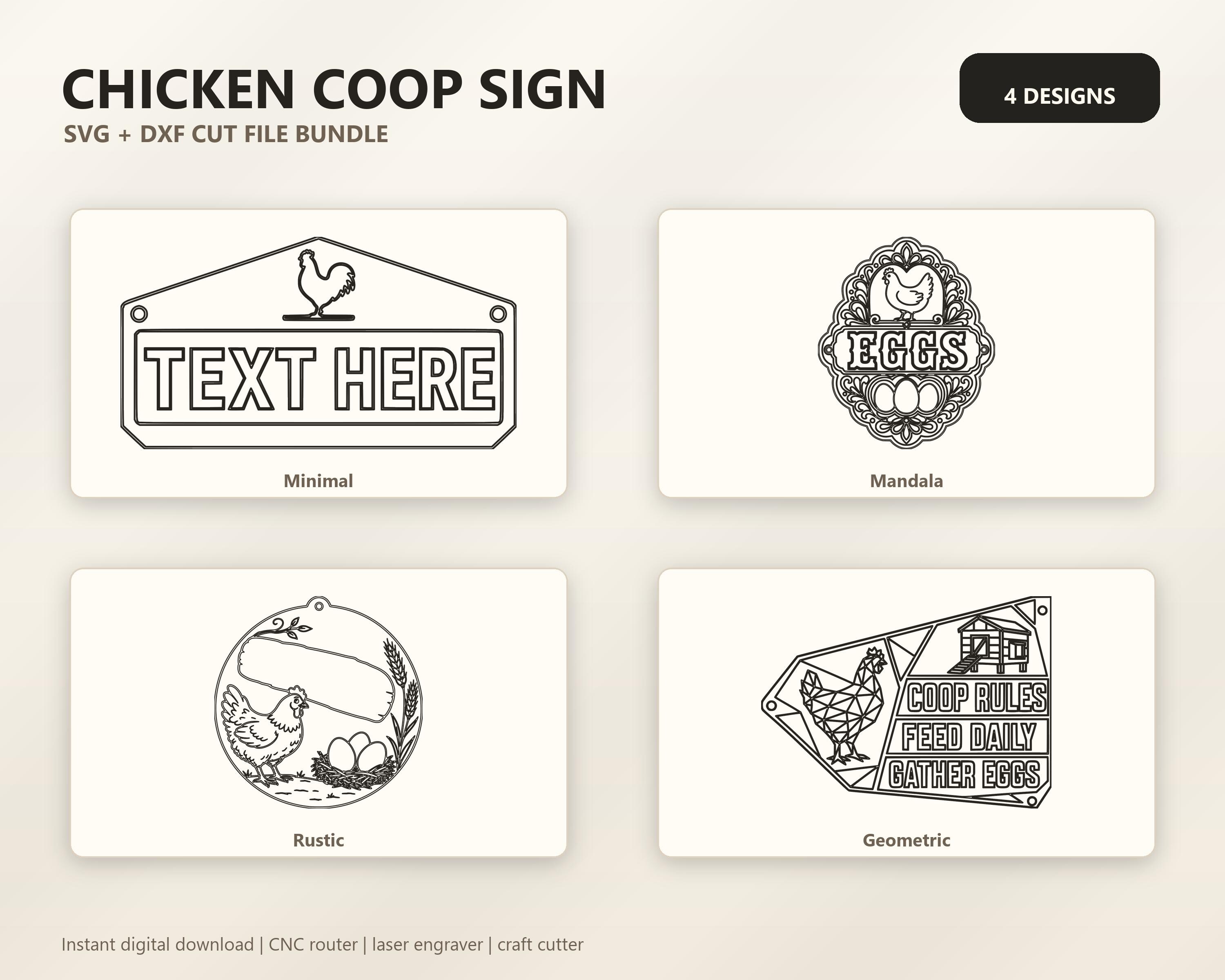 Chicken Coop Sign SVG DXF Bundle, 4 CNC Laser Cut Files image 6