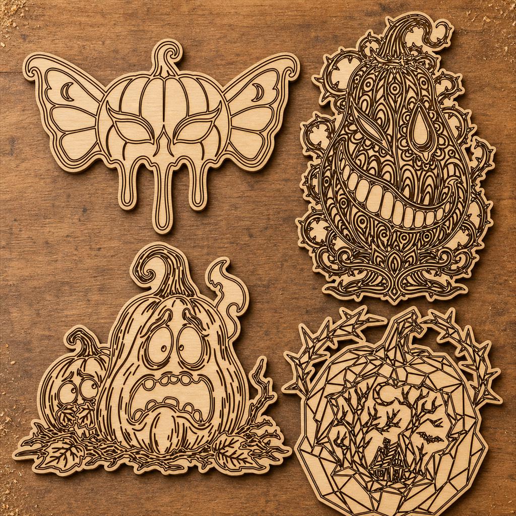 Sinister Pumpkin Nightmare SVG DXF Bundle, 4 CNC Laser Cut Files image 2