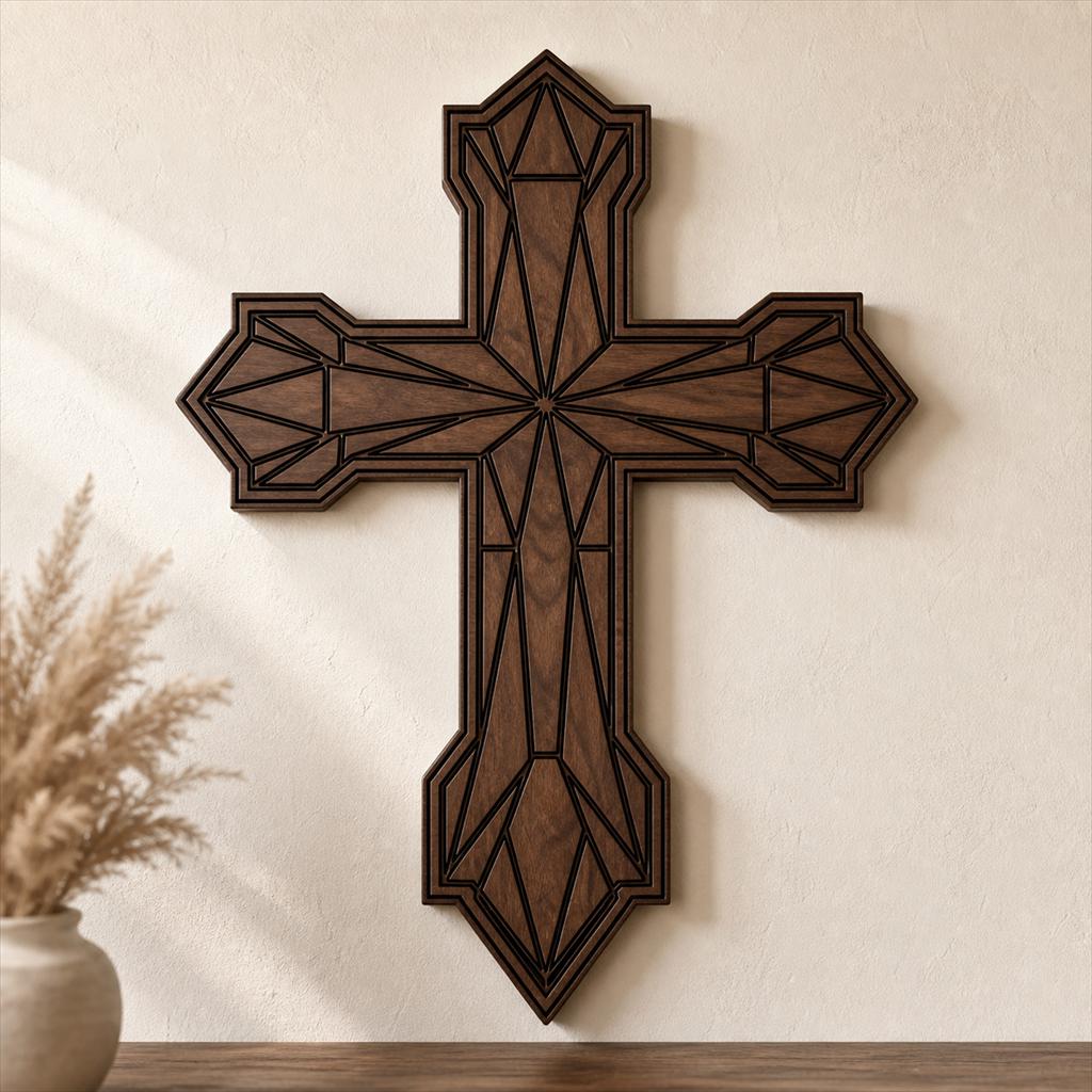 Wall Cross SVG DXF Bundle, CNC Router and Laser Cut Wood Cross Files
