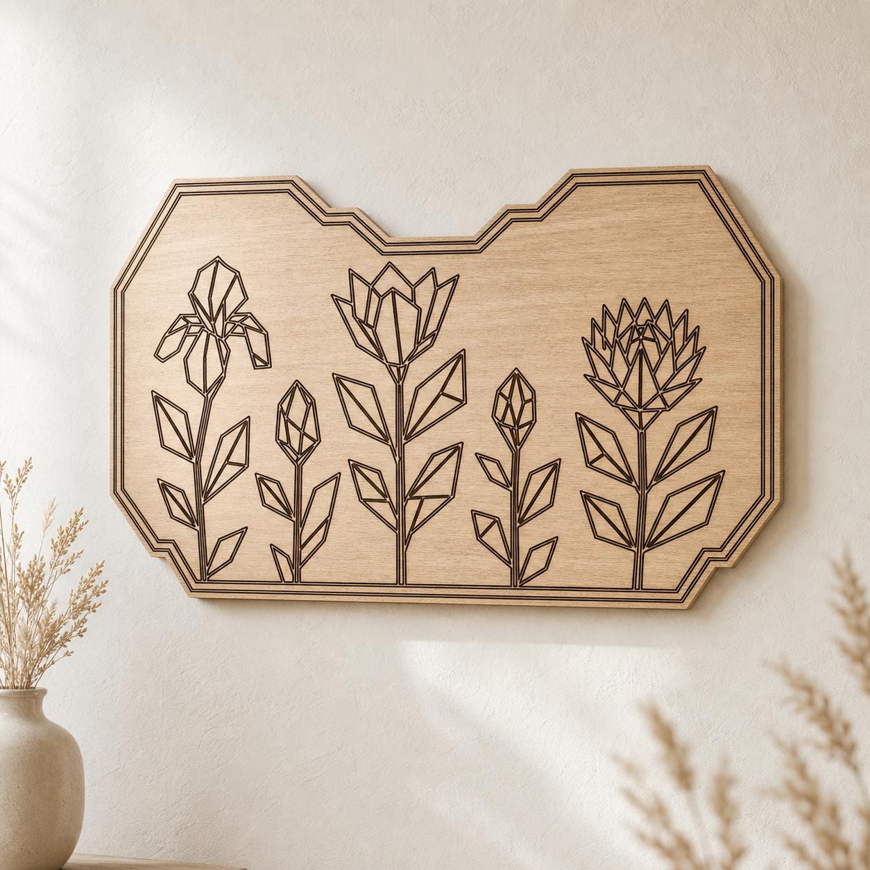 Floral Wall Art SVG DXF Bundle, 4 CNC Cut Files for Laser, Router, Glowforge, Cricut image 3