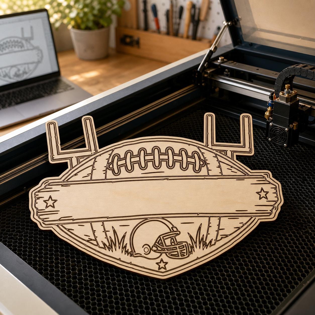 Football Frame Sign SVG DXF Bundle, 4 CNC Cut Files for Laser, Router, Glowforge, Cricut image 5