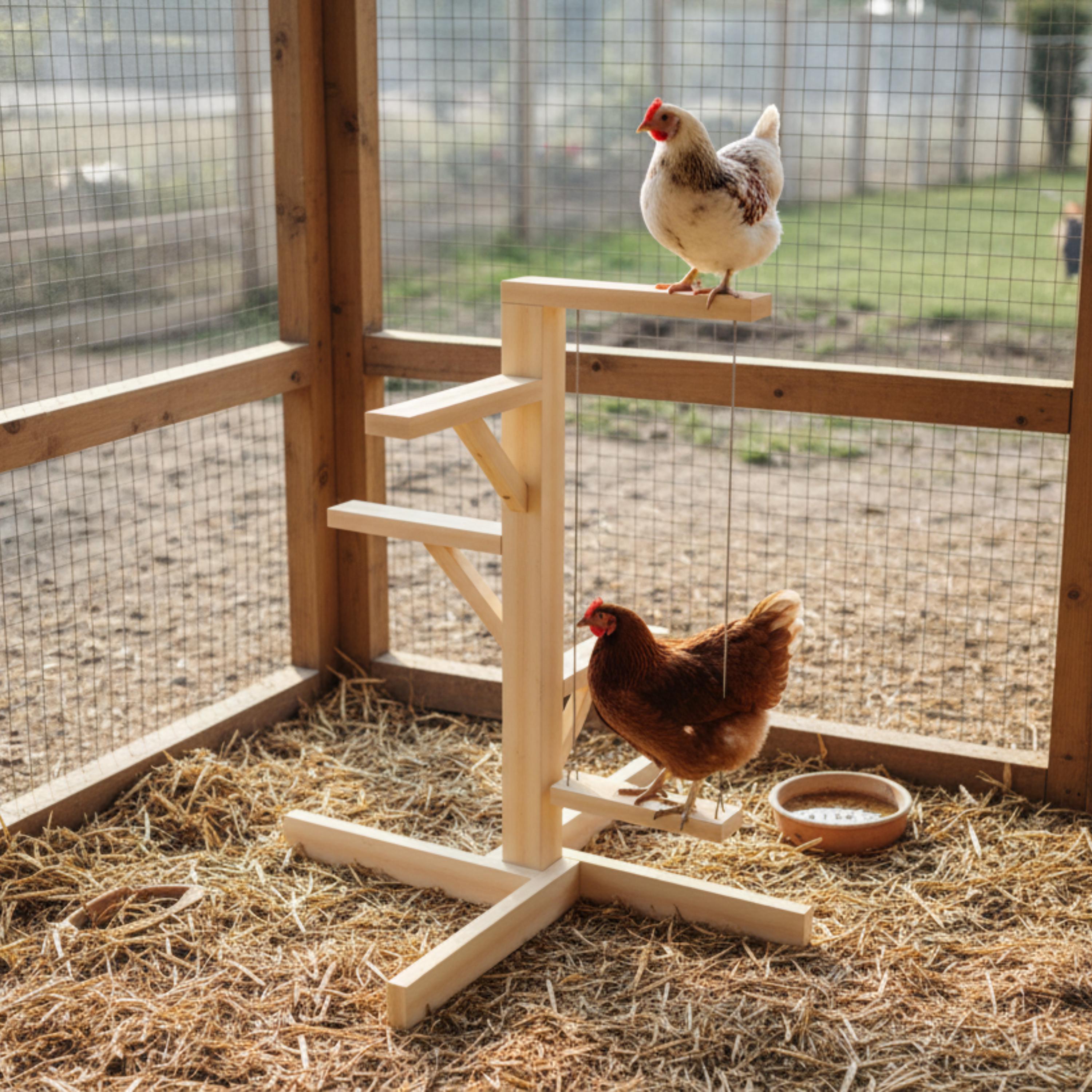 Chicken Tower Plans 4-Foot, Coop Enrichment Perch with Swing, Bored Hens No More DIY PDF Download image 3