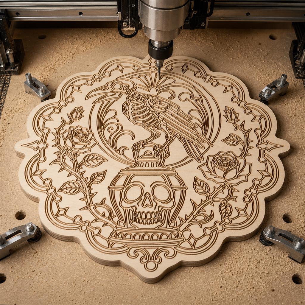 Gothic Skeleton Decor SVG DXF Bundle, 4 CNC Cut Files for Laser, Router, Glowforge, Cricut image 5