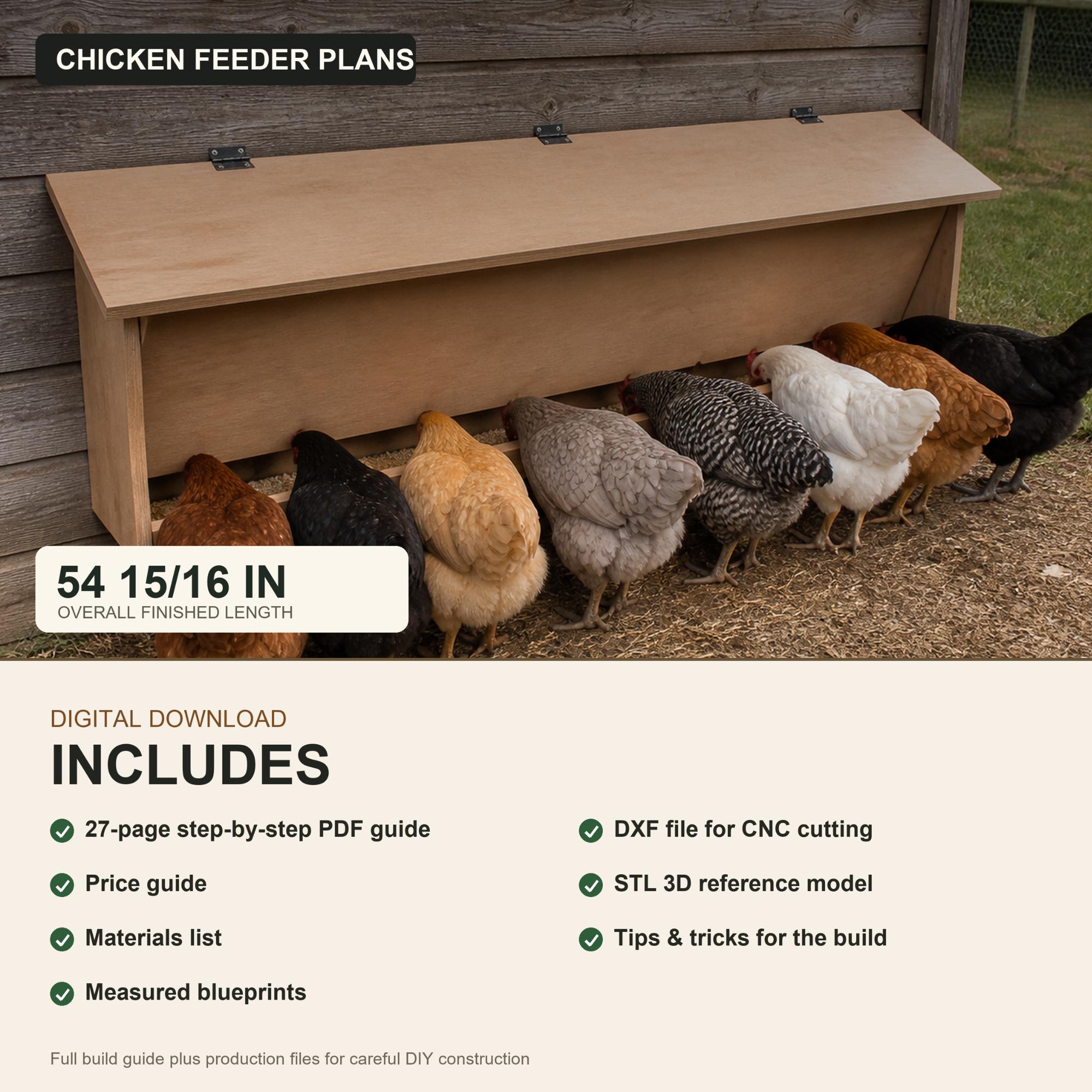 DIY Chicken Feeder Plans, One-Sheet Gravity Hopper Guide with Blueprints and STL image 3