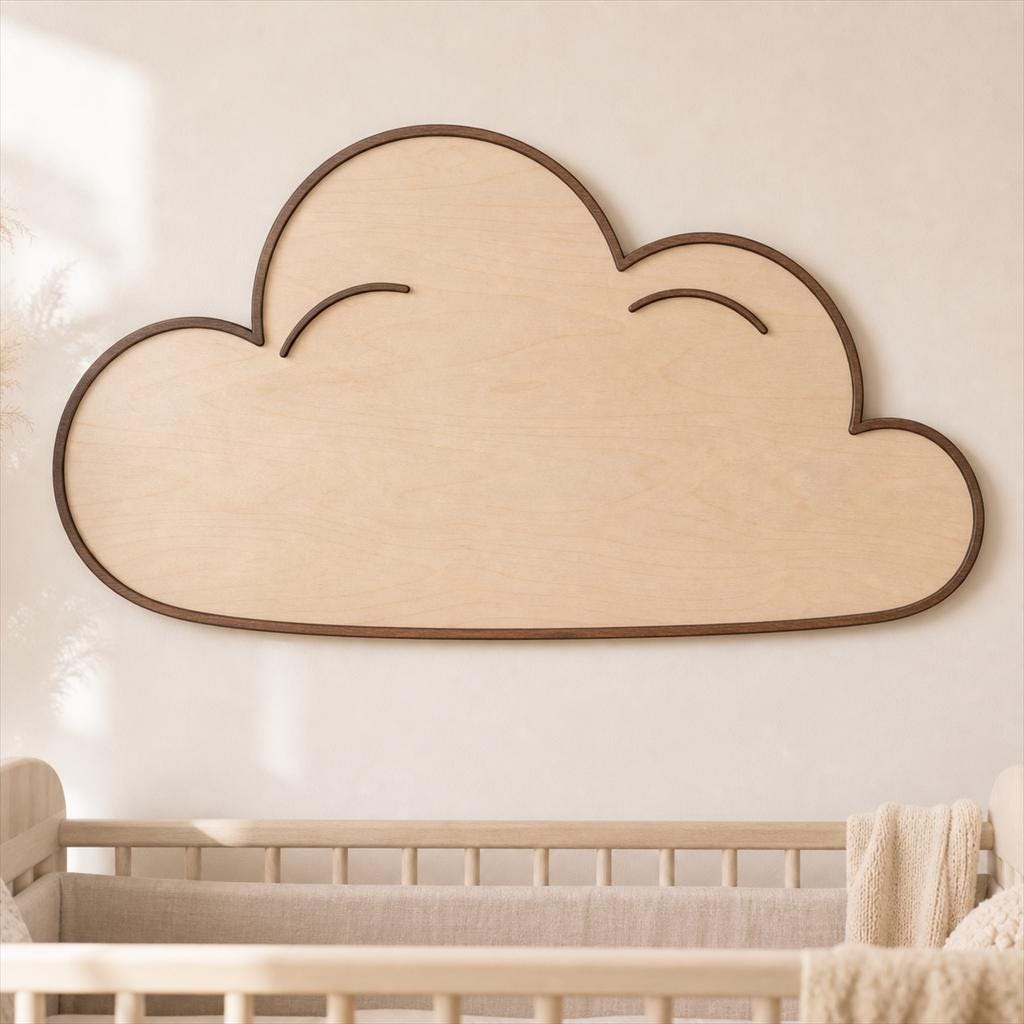 Cloud Nursery Cloud Wall Decor Cut File Set SVG DXF Bundle, 4 CNC Cut Files for Laser, Router, Glowforge, Cricut image 2