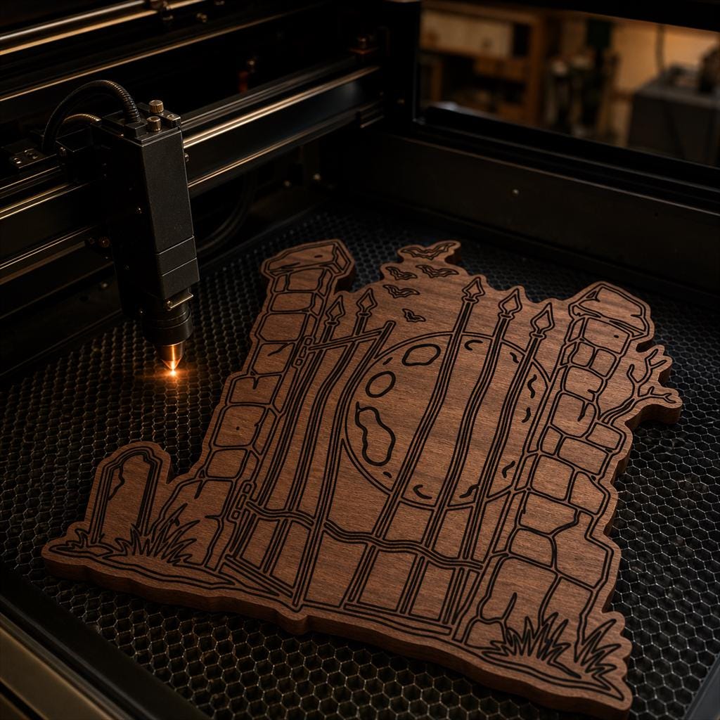 Haunted Cemetery Panel SVG DXF Bundle, 4 CNC Laser Cut Files image 5