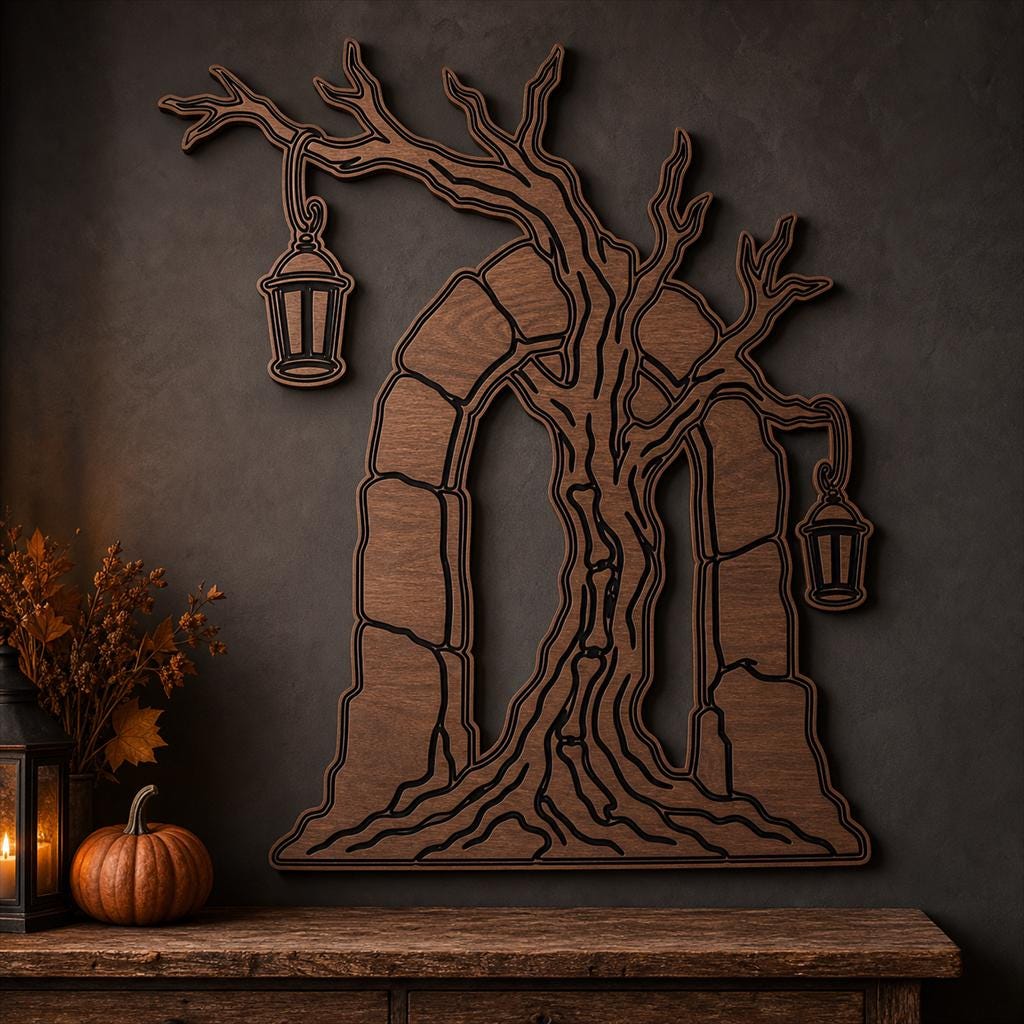 Haunted Cemetery Panel SVG DXF Bundle, 4 CNC Laser Cut Files