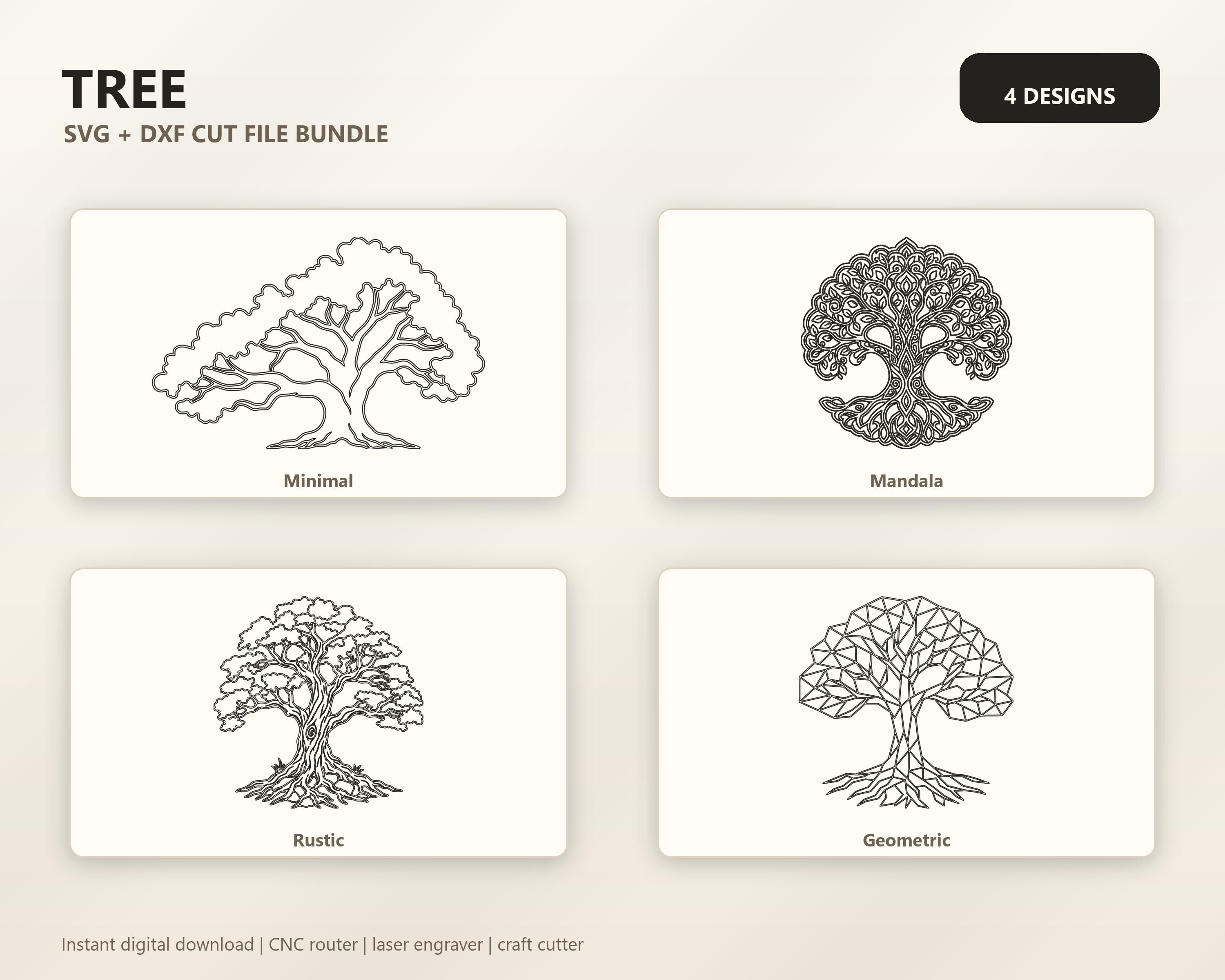 Tree Family Tree Wall Decor Cut File Bundle SVG DXF Bundle, 4 CNC Cut Files for Laser, Router, Glowforge, Cricut image 6