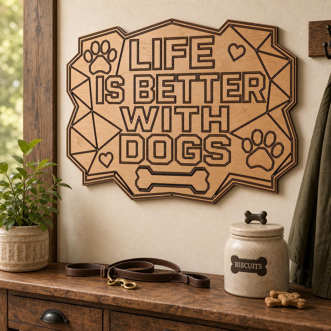 Funny Dog Quote Sign SVG DXF Bundle, 4 CNC Cut Files for Laser, Router, Glowforge, Cricut
