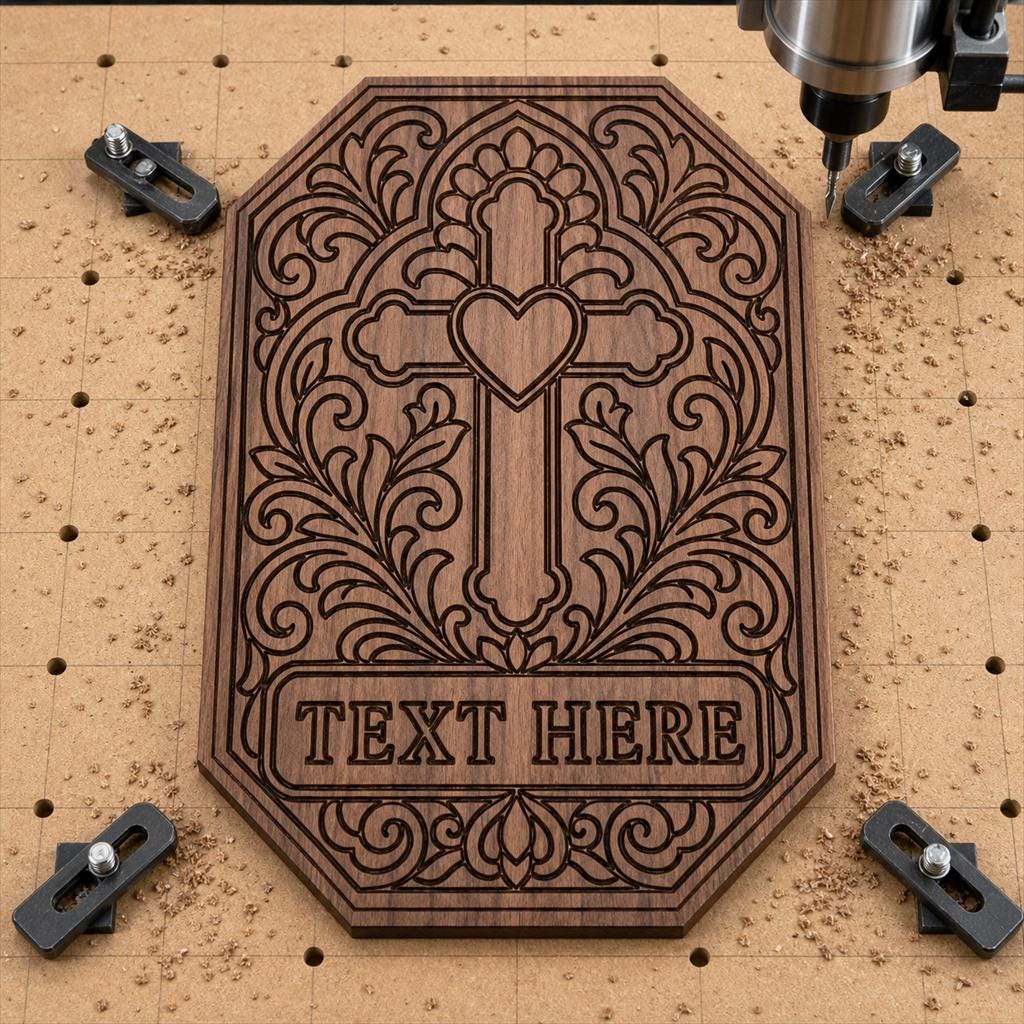 Memorial Cross SVG DXF Bundle, 4 CNC Cut Files for Laser, Router, Glowforge, Cricut image 3