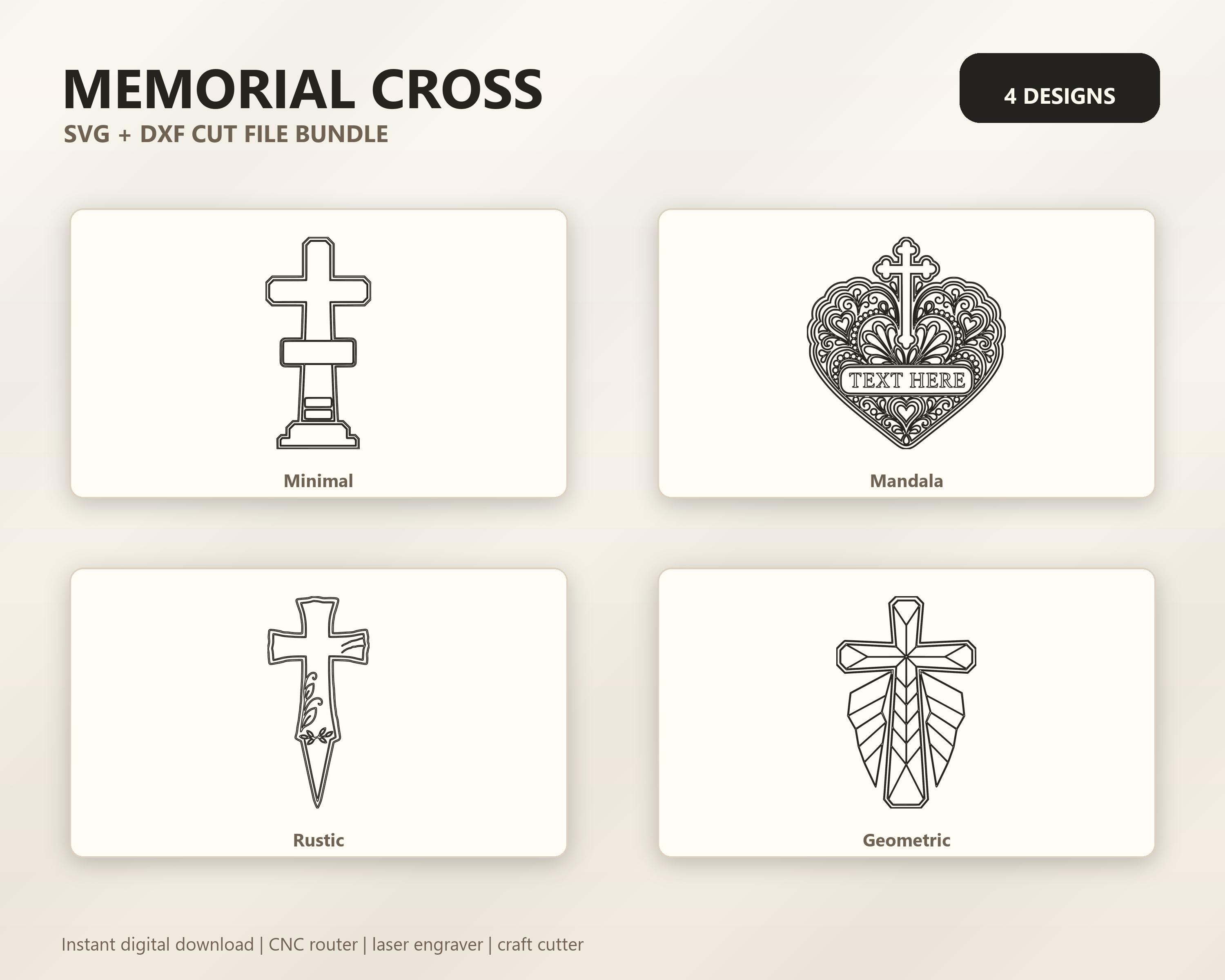 Memorial Cross SVG DXF Bundle, 4 CNC Laser Cut Files image 6