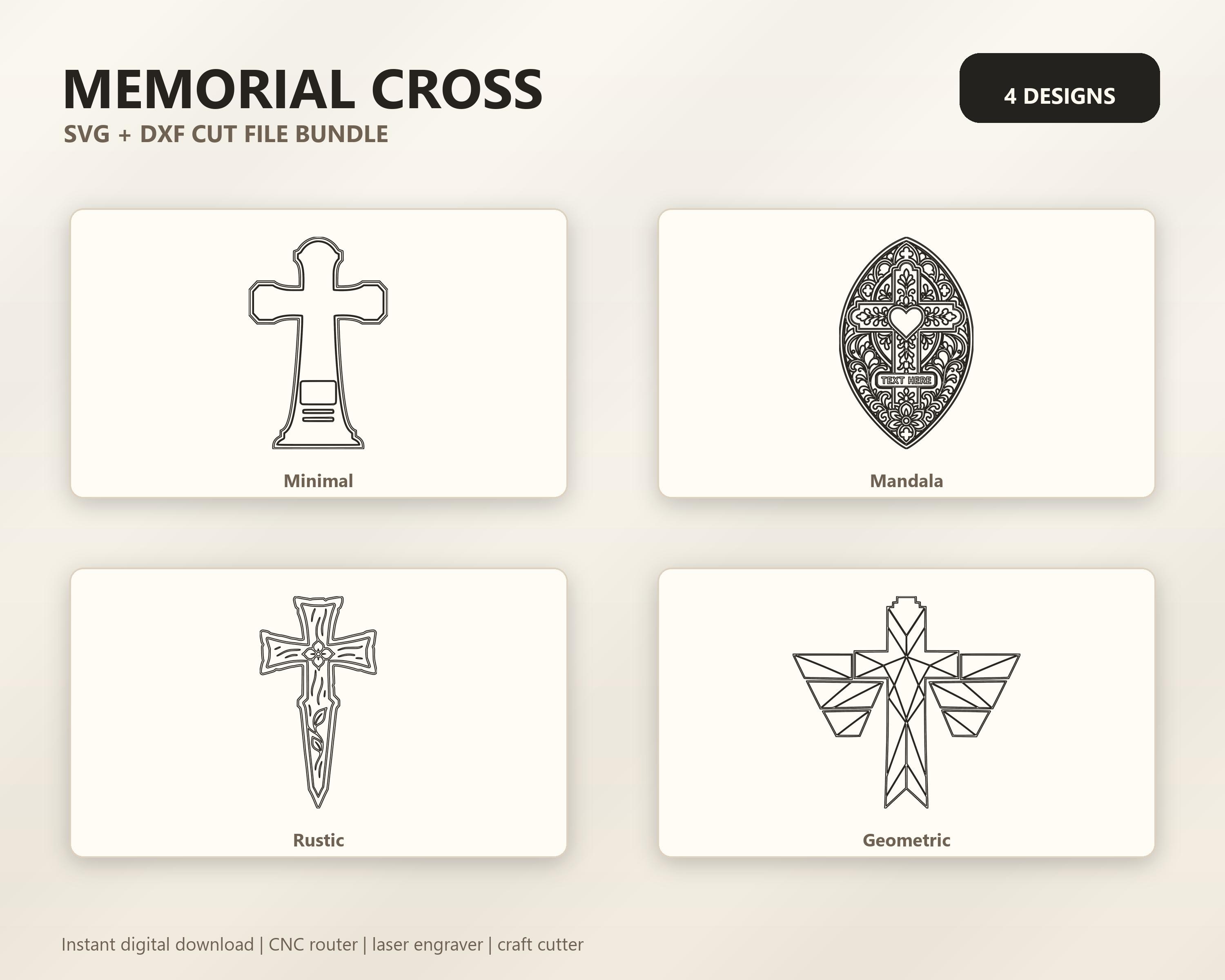 Memorial Cross SVG DXF Bundle, 4 CNC Laser Cut Files image 6