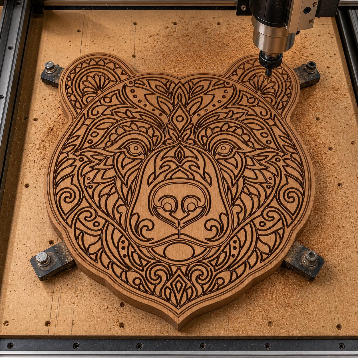 Bear Head Mountain Lodge Bear Wall Art Bundle SVG DXF Bundle, 4 CNC Cut Files for Laser, Router, Glowforge, Cricut image 4