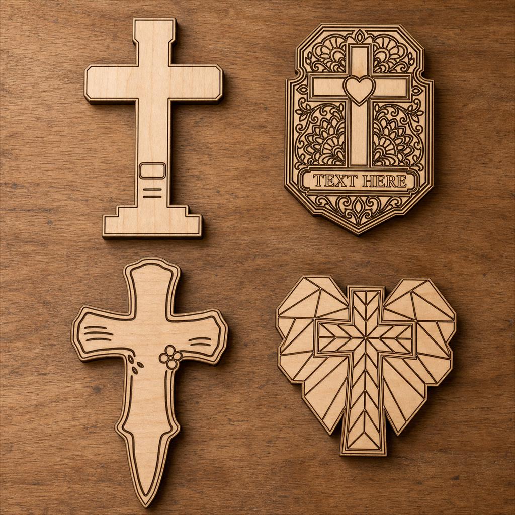 Memorial Cross SVG DXF Bundle, 4 CNC Cut Files for Laser, Router, Glowforge, Cricut image 2