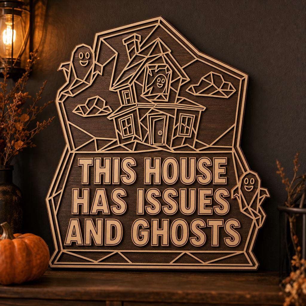 Funny Haunted Sign SVG DXF Bundle, 4 CNC Laser Cut Files image 5