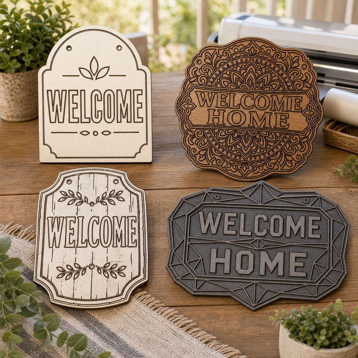 Welcome Home Sign Front Porch Welcome Sign Cut File Bundle SVG DXF Bundle, 4 CNC Cut Files for Laser, Router, Glowforge, Cricut image 2