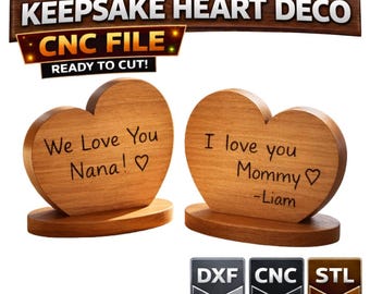 Gepersonaliseerd handschrifthart CNC + 3D-printerbestand | Aandenkencadeau (STL+DXF)