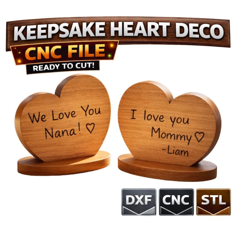 Personalized Handwriting Heart CNC Files, Keepsake Gift, DXF and STL Digital Download image 2